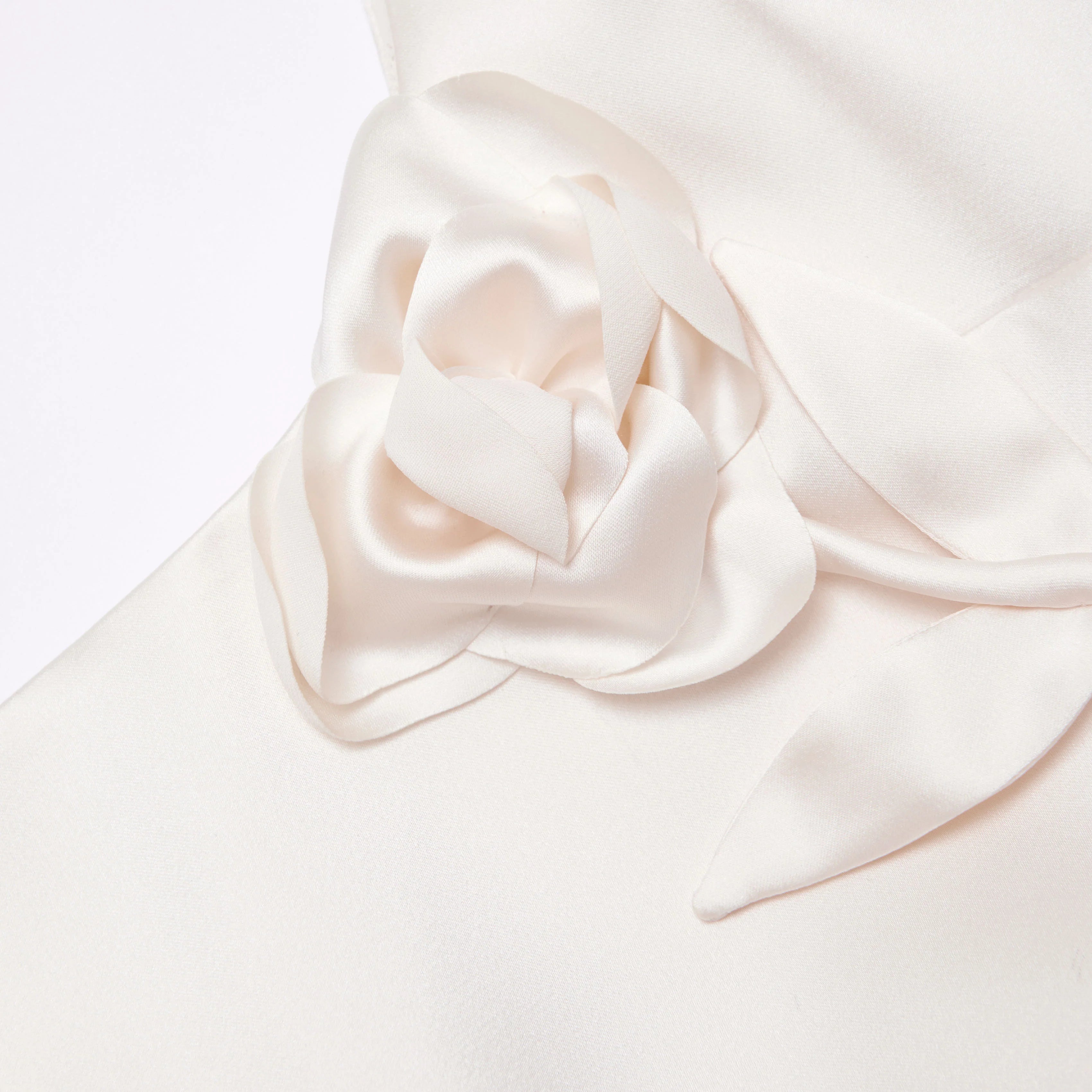 Elegant Cream Satin Floral Midi Dress for Women - Perfect for Weddings, Parties & Special Occasions