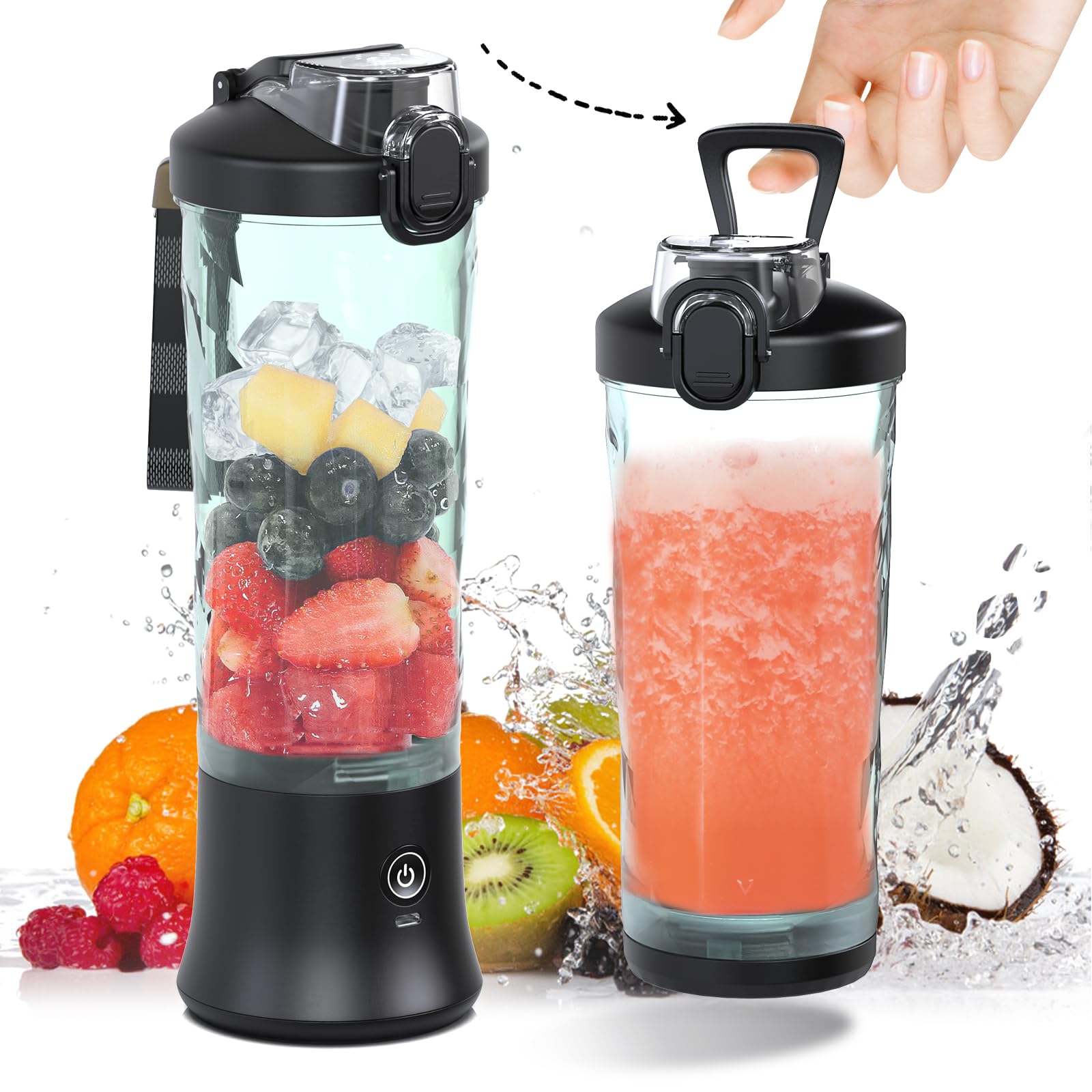 Portable Personal Blender for Shakes & Smoothies - 20oz Mini Blender with 6 Blades - Compact Kitchen, Home & Travel Blender - Perfect for Smoothies, Protein Shakes & Meal Prep On-The-Go