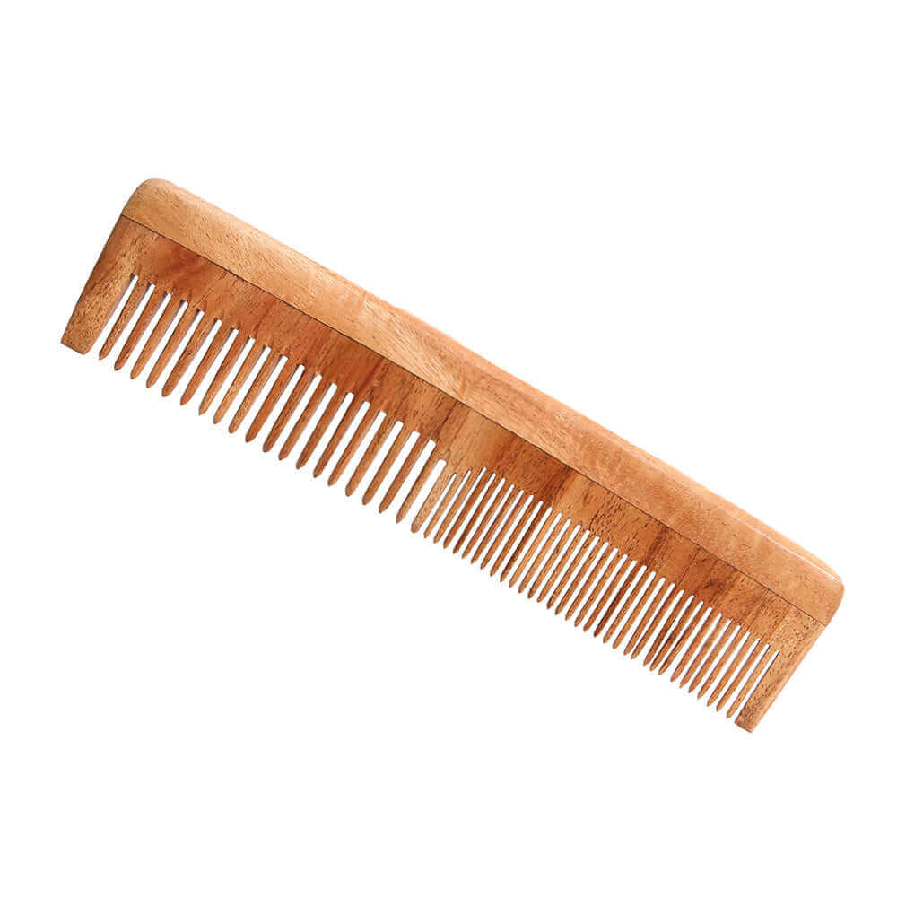 Organic Neem Wood Comb - Wide & Fine Tooth for Detangling & Scalp Massage - Natural Hair Care for Men & Women - Perfect for Daily Use, Travel & Salon Styling
