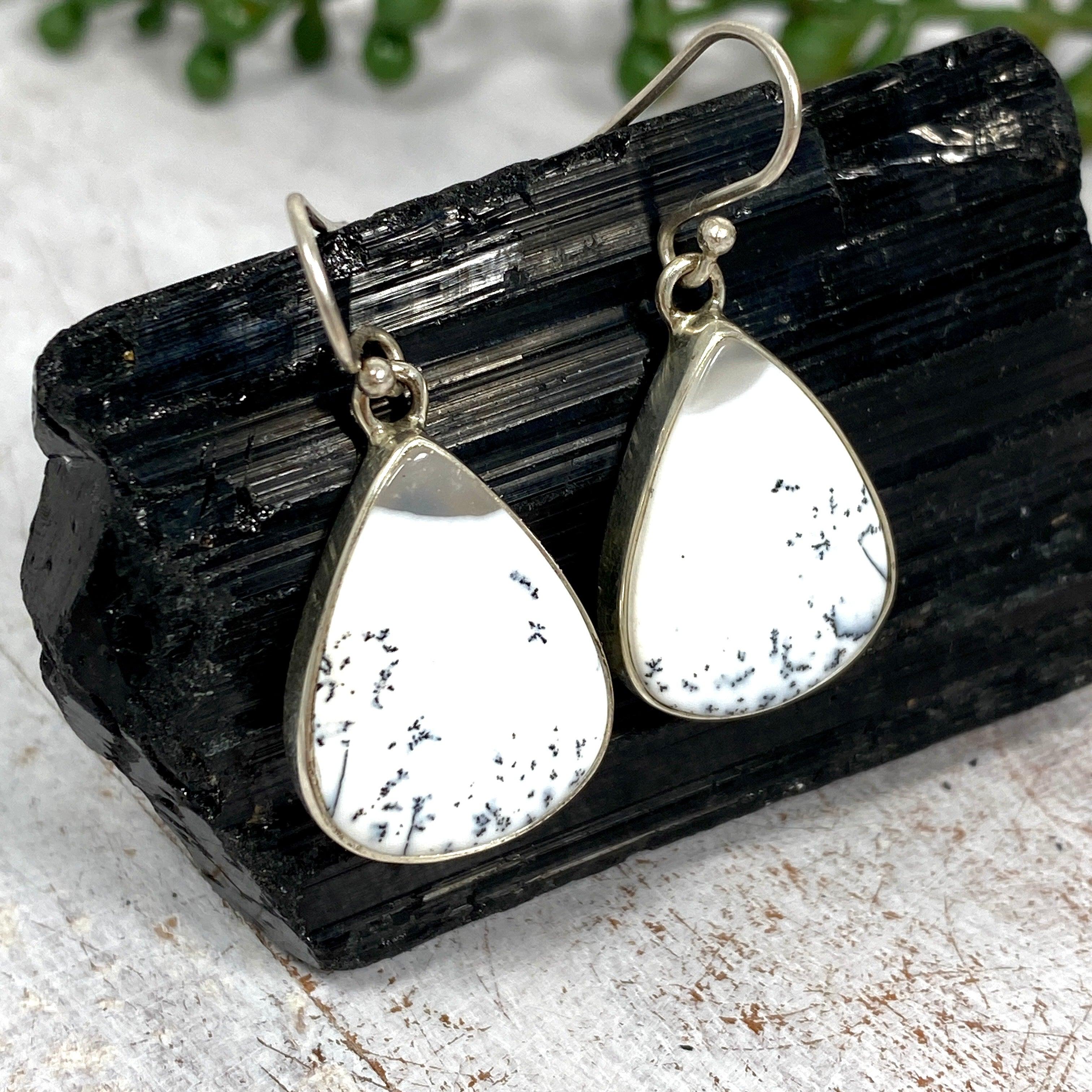 Exquisite Dendritic Opal Teardrop Earrings KEGJ1017 - Elegant Handmade Jewelry for Women, Perfect for Weddings, Parties & Special Occasions