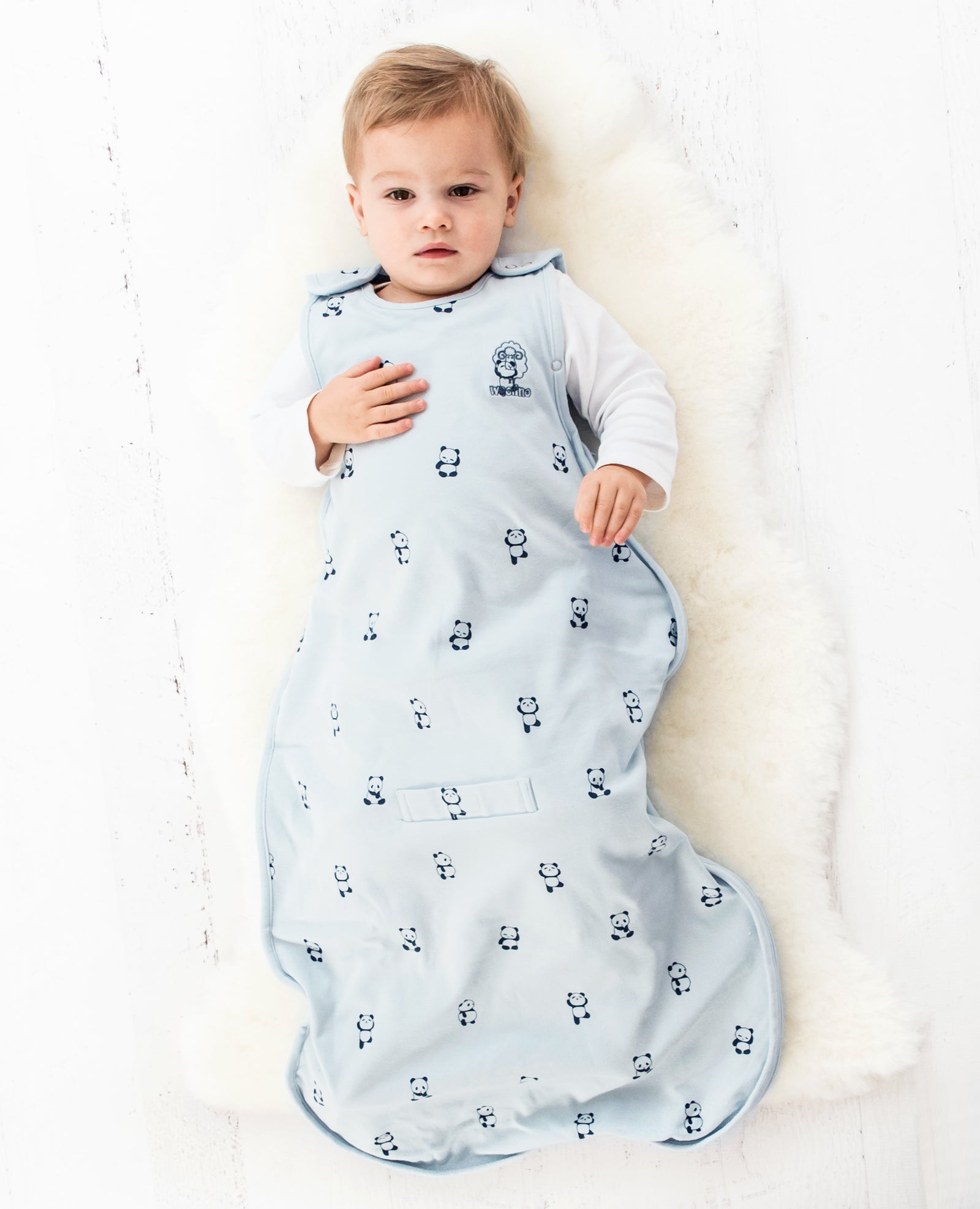 4 Season Baby Sleep Sack - Merino Wool & Organic Cotton for Infants 2 Months to 2 Years - Soft & Breathable Panda Design - Perfect for Nursery, Daycare & Travel