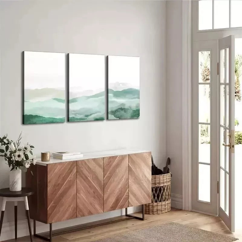 3-Piece Green Abstract Wall Art Set - Framed Canvas Prints 50x70cm - High Quality Australian Made Wall Decor - Perfect for Living Room, Bedroom & Office Decor