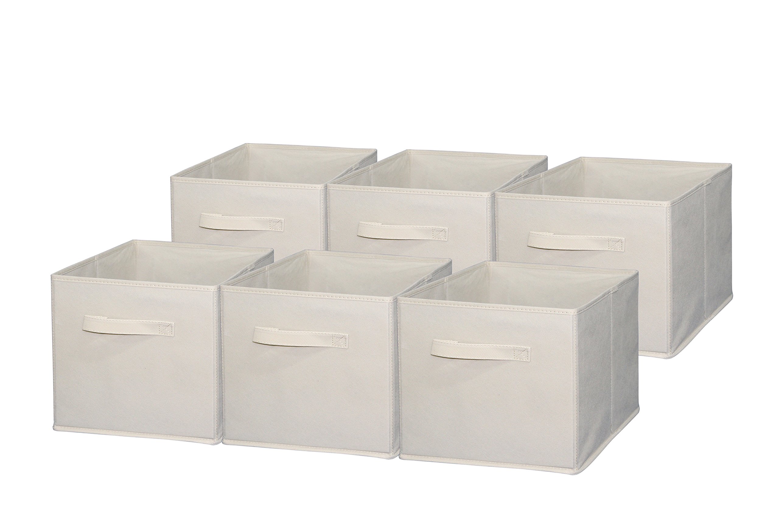 Foldable Cloth Storage Bins 6-Pack - Beige Organizers for Home & Office