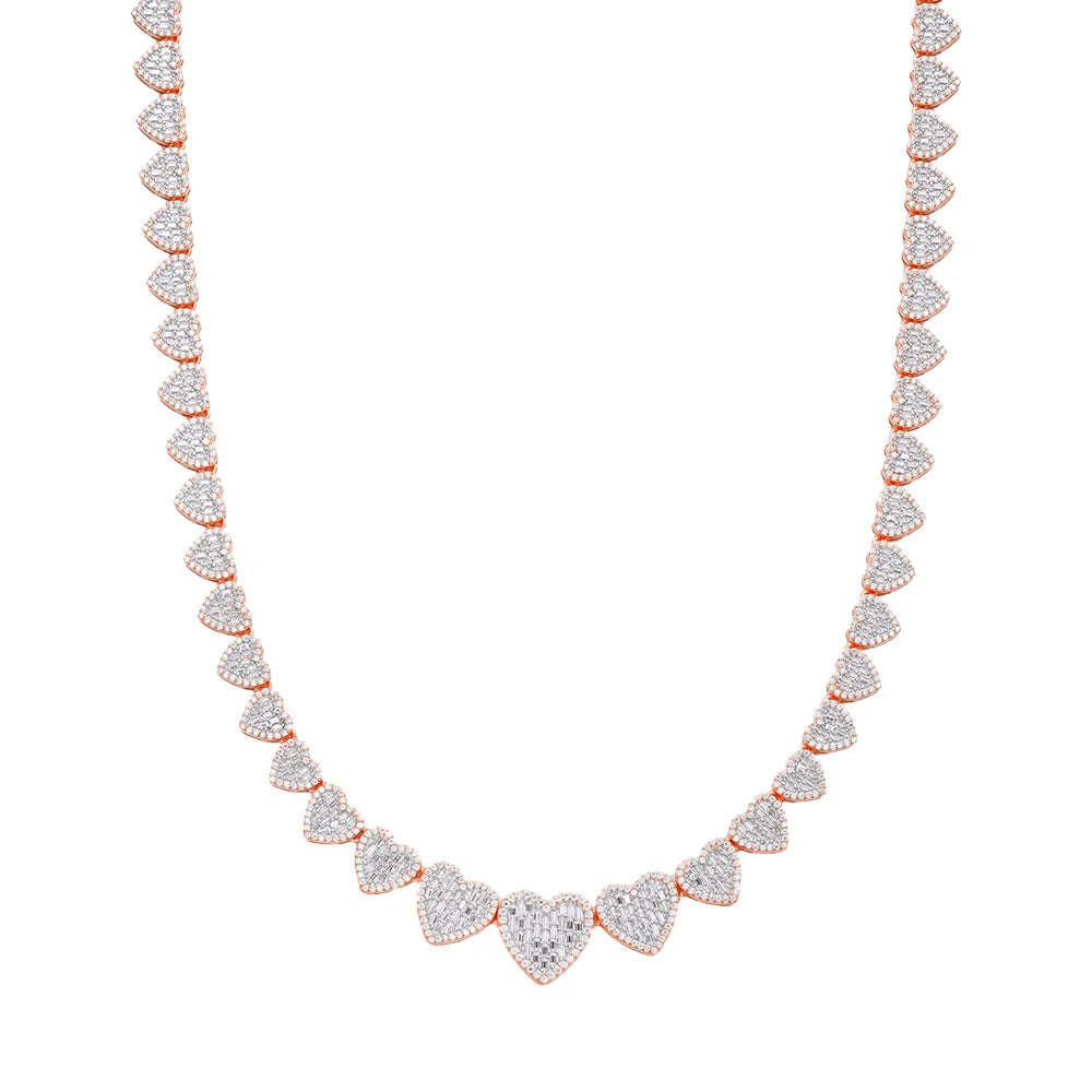 18K Rose Gold Moissanite Heart Necklace for Women - Elegant Gift for Valentine's Day, Anniversary & Special Occasions