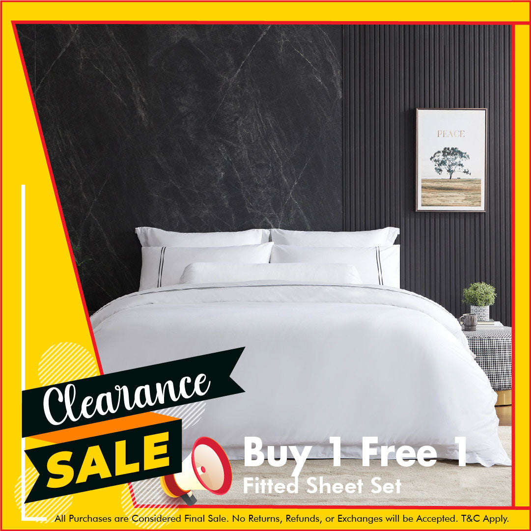 Luxury Hotelier Prestigio™ Fitted Sheet Set - Queen Size, 100% Cotton, 800 Thread Count, White with Black Stripes - Perfect for Master Bedrooms, Guest Rooms & Upscale Hotels