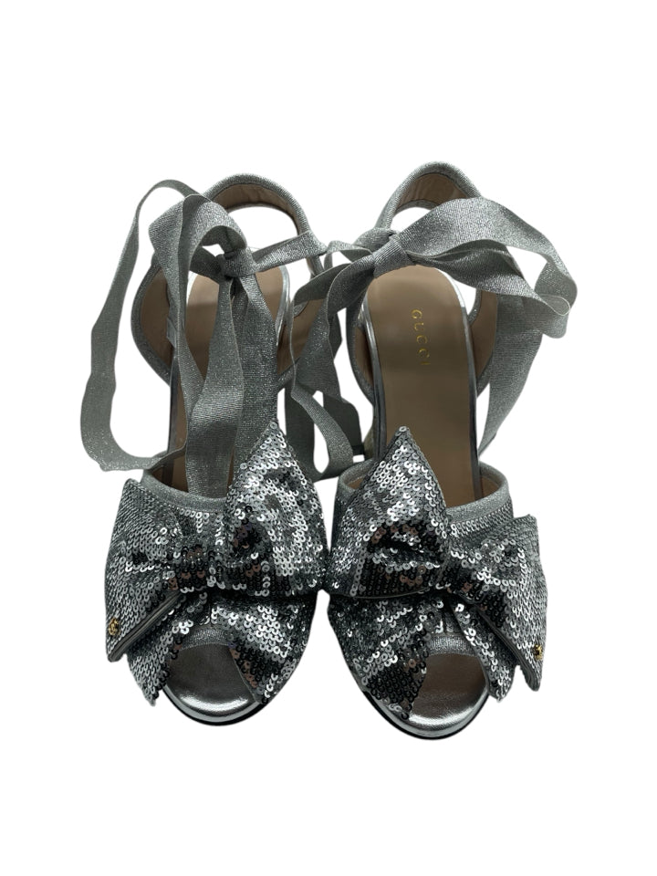 Gucci GG Sequin Wedge Espadrilles for Women | Size 38.5 (US 8.5) | Stylish Summer Sandals for Beach, Party & Casual Outings