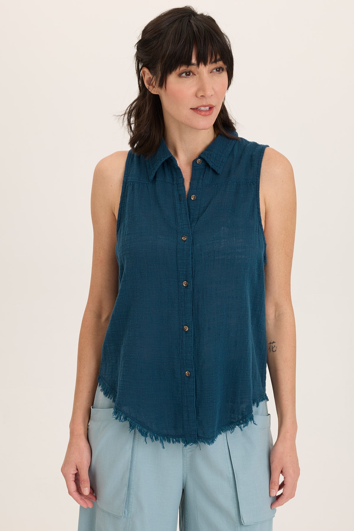 Otto Gauze Button Up Tank - Lightweight Breathable Women's Summer Top for Casual Wear, Beach Outfits & Layering