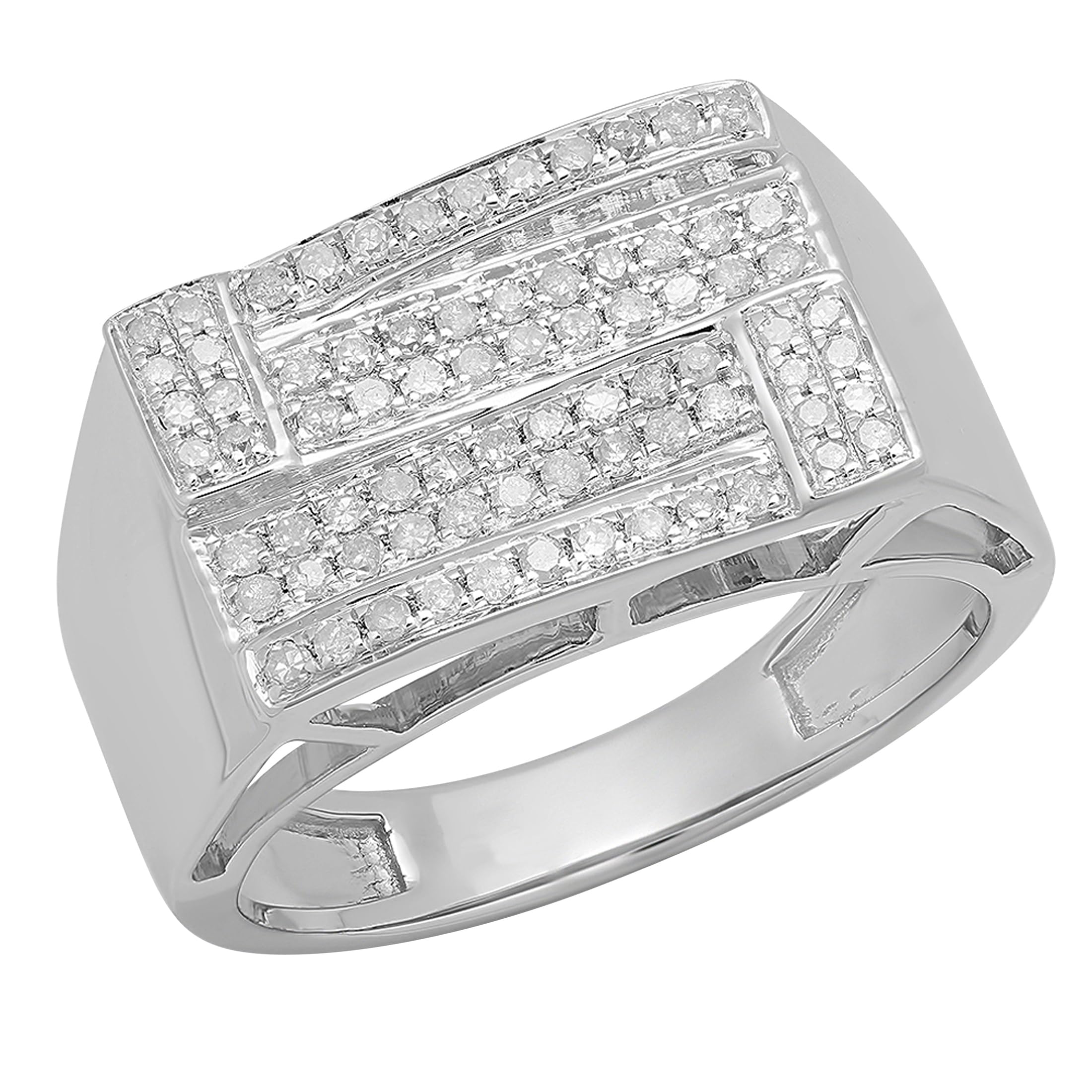 0.50 CTTW Round White Diamond Men's Hip Hop Engagement Ring in 925 Sterling Silver - Dazzlingrock Collection | Perfect for Proposals, Weddings & Anniversary Gifts
