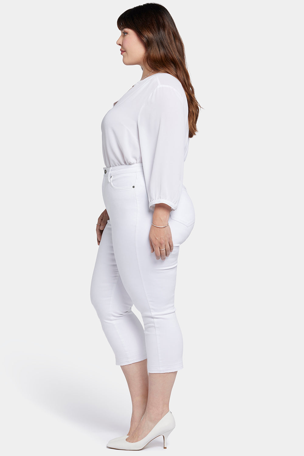 Chloe Capri Jeans for Women - Plus Size Stretch Denim Pants in Optic White | Casual Wear, Summer Outfits & Beach Style