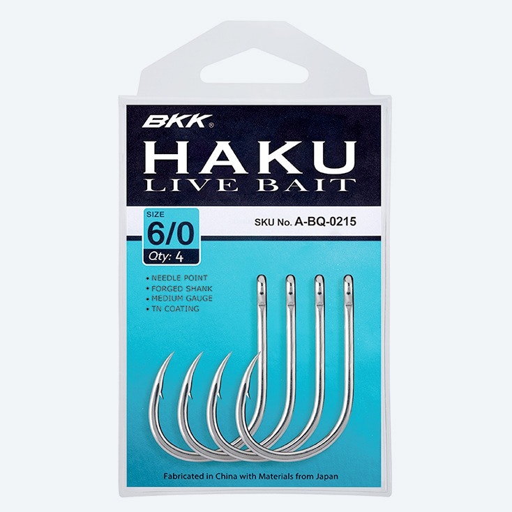 BKK Haku Live Bait Fishing Hooks - Sharp Corrosion-Resistant Hooks for Freshwater & Saltwater Fishing - Perfect for Bass, Trout, and Saltwater Game Fish