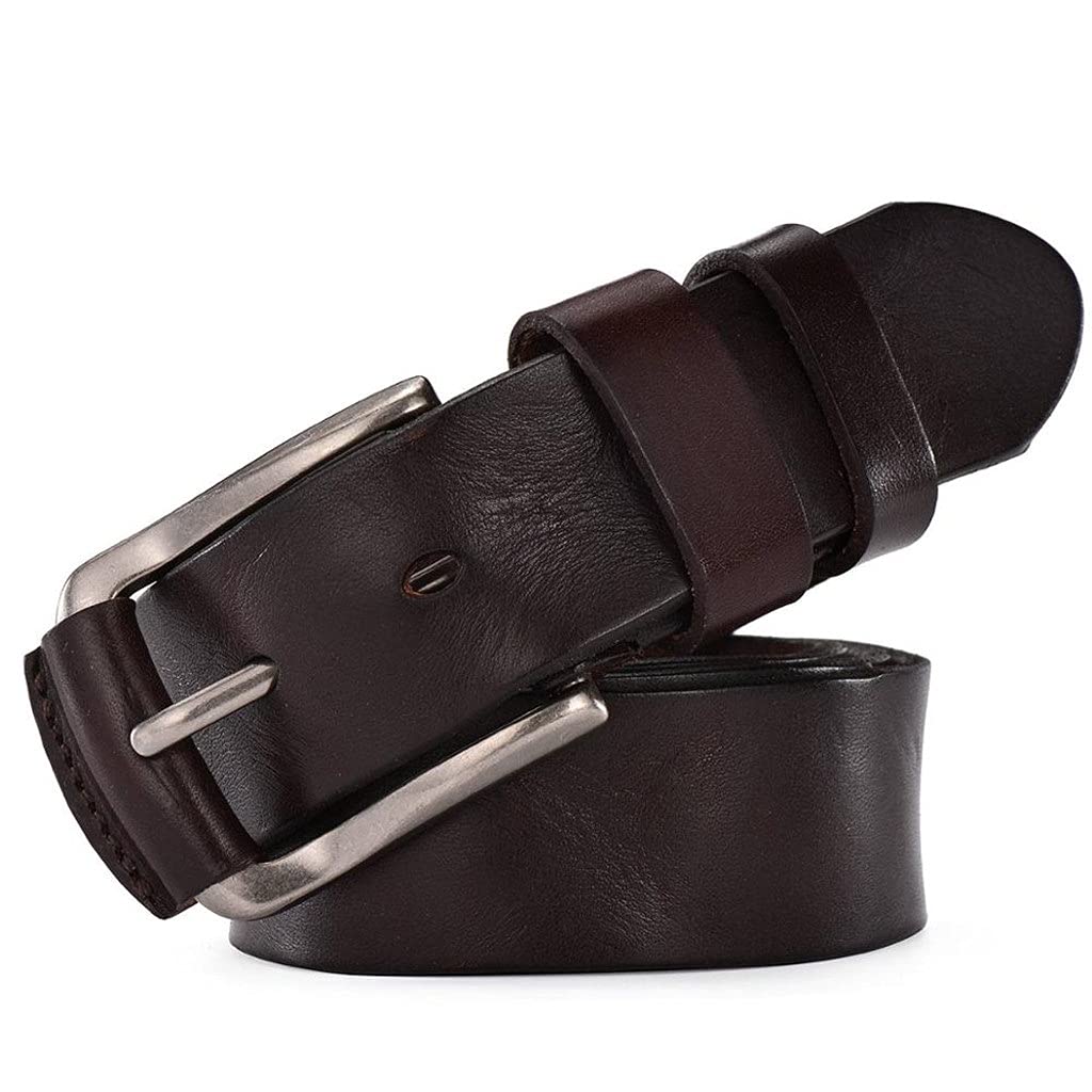 Premium Genuine Leather Belt for Men - Full Grain Leather Dress Belt with Pin Buckle - Adjustable Wide Belt for Jeans, Pants & Business Attire - Perfect for Office, Casual & Formal Occasions