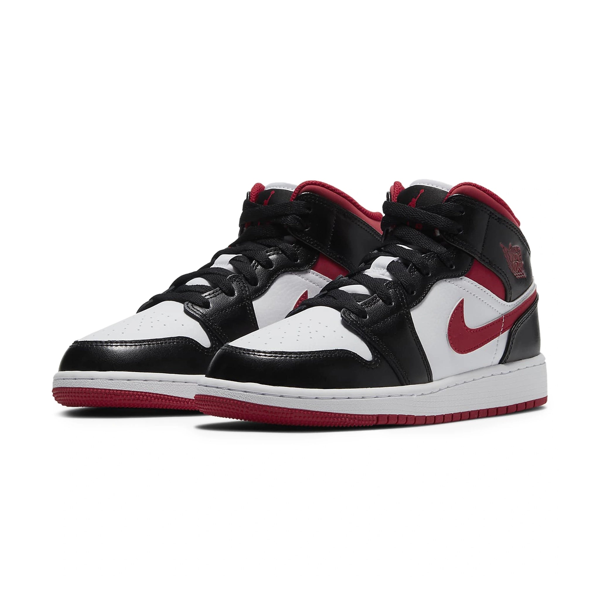 Air Jordan 1 Mid Gym Red Black White Basketball Shoes for Girls (GS) - Perfect for School, Sports & Street Fashion
