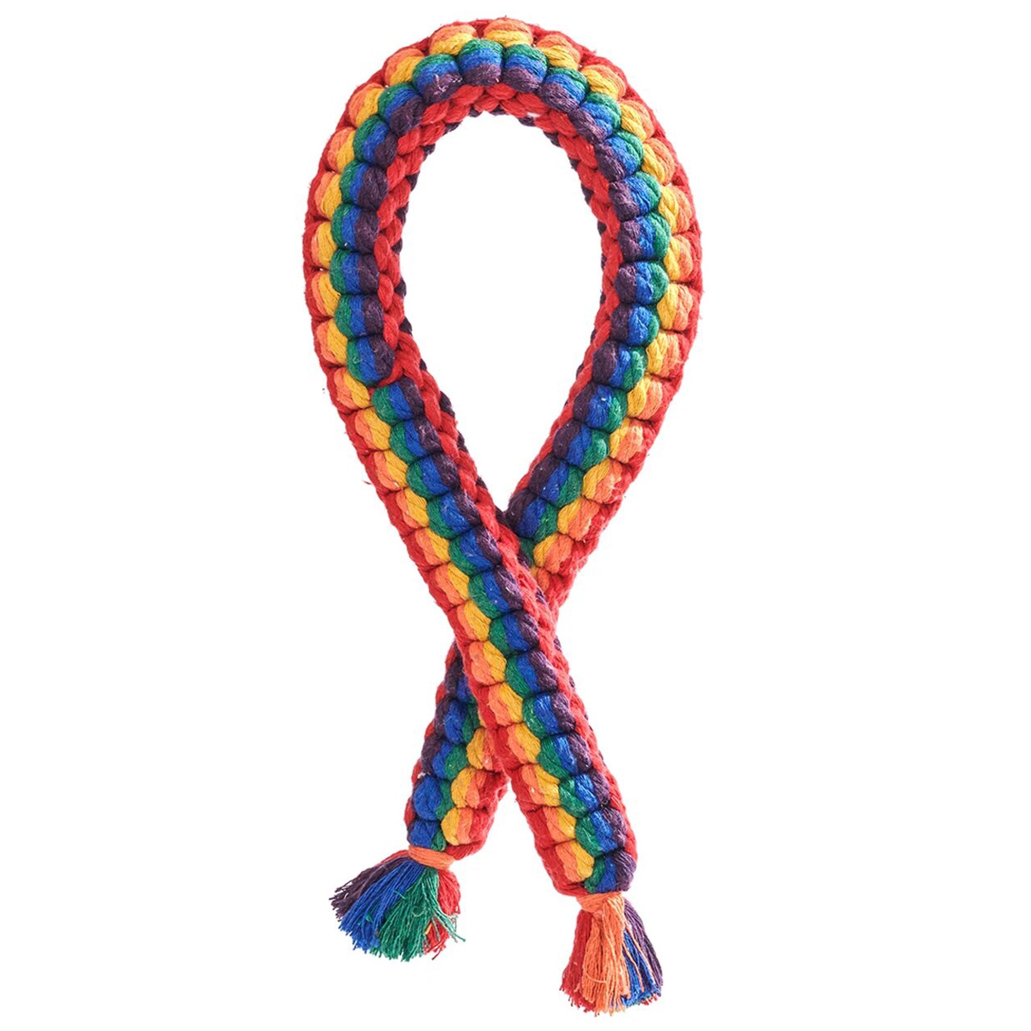 Jax & Bones Rainbow Tug Rope Dog Toy - Durable Interactive Chew Toy for Large & Small Dogs - Perfect for Fetch, Tug of War & Training Sessions