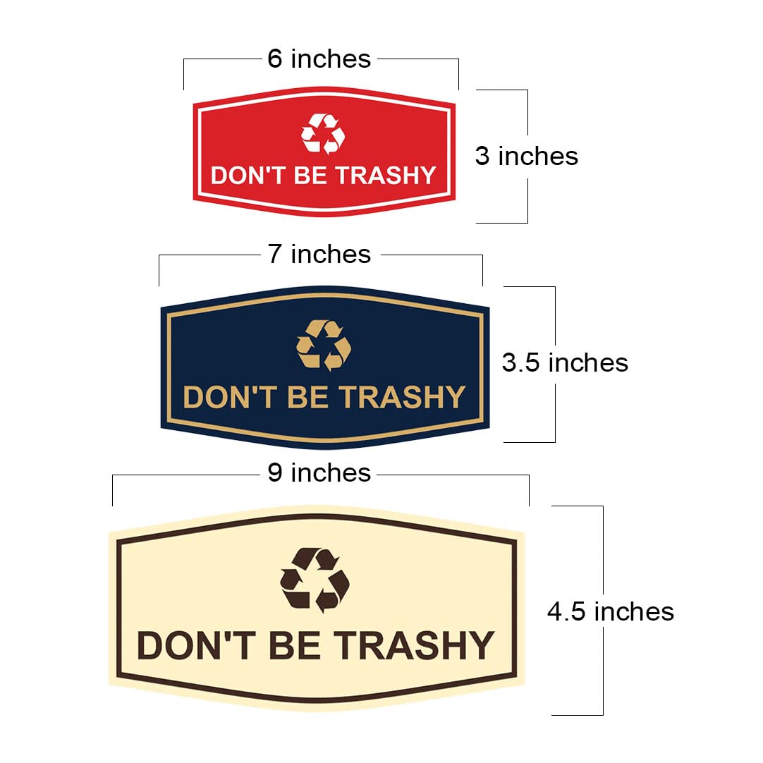Eco-Friendly 'Don't Be Trashy' Wall Sign - Red Medium Size - Perfect for Home, Office, or Classroom Decor