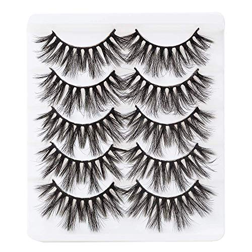 3D False Eyelashes - Dramatic 18mm Long Fluffy Fake Lashes | Handmade Soft Lash Strip Extensions (5 Pairs) | Perfect for Parties, Weddings & Special Occasions