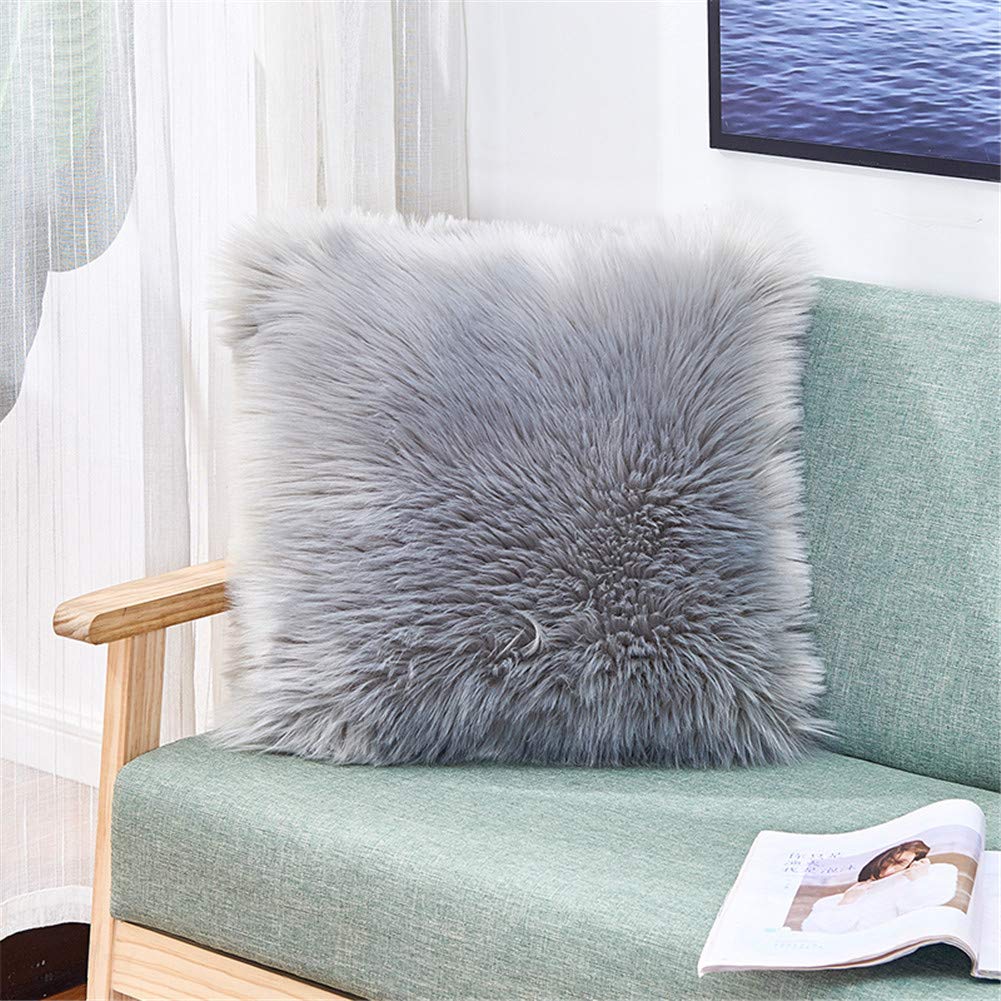 Luxury Double-Sided Super Soft Faux Fur Throw Pillow Cover - Plush Cushion Case for Sofa, Bed, Car & Home Decor (18x18 inches) - Perfect for Living Room, Bedroom, Nursery & Party Decorations