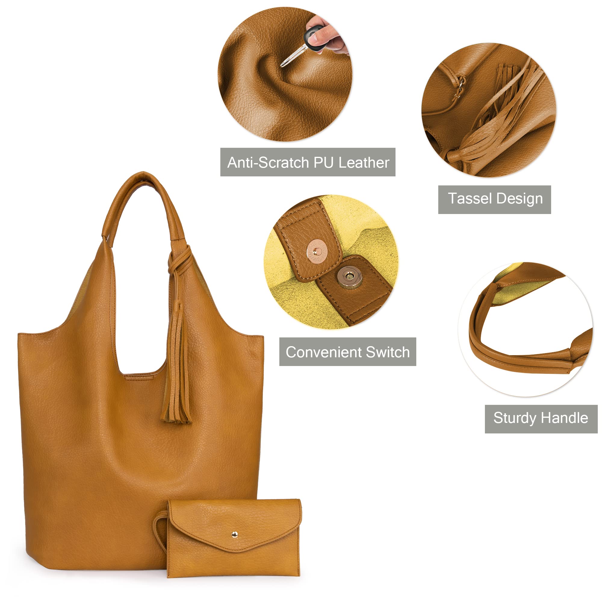 Montana West Women's Slouchy Hobo Bag - Soft Leather Designer Shoulder Purse with Top Handle | Perfect for Work, Travel & Everyday Use