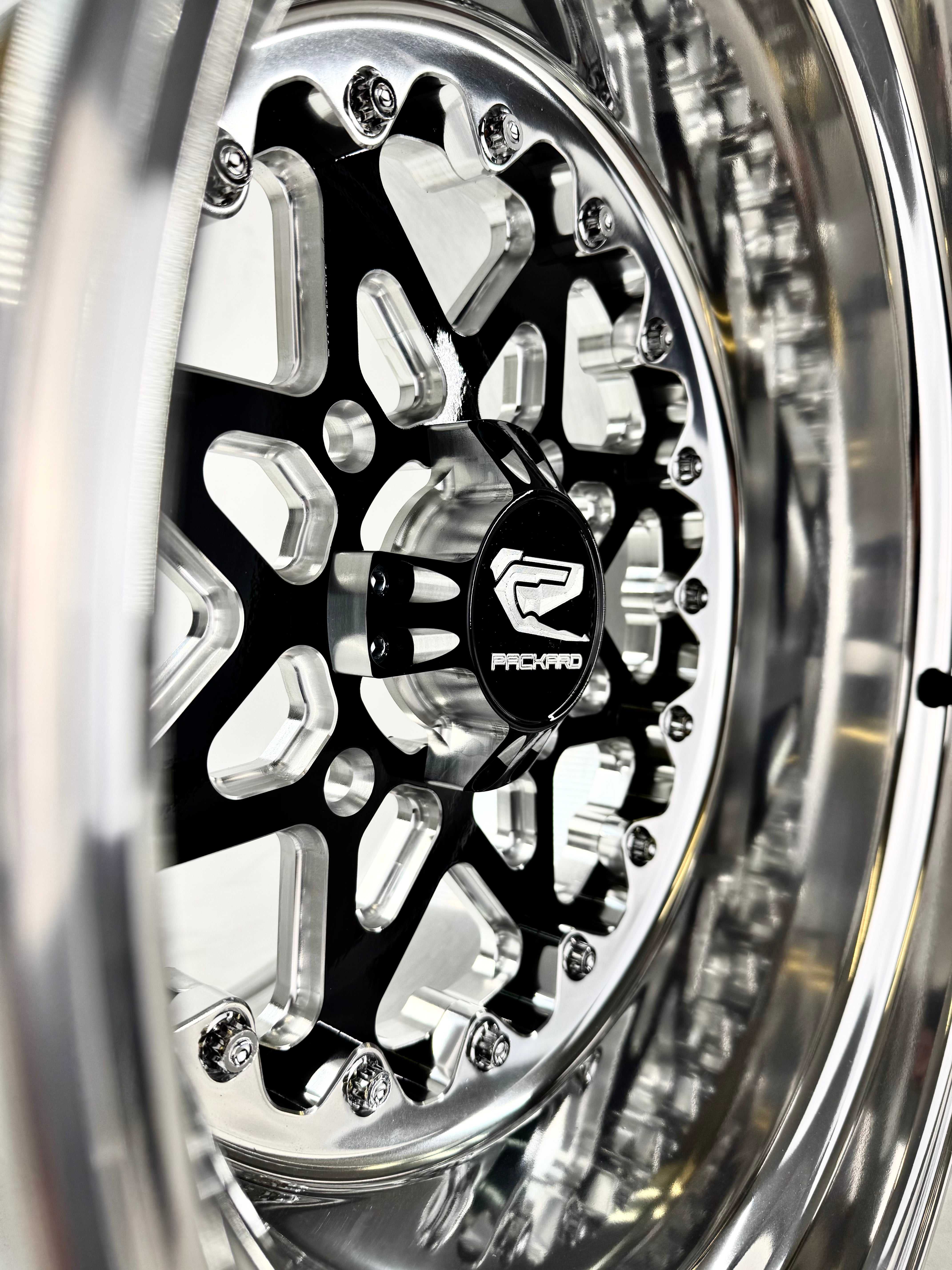 V2 FF Forged Polished Gloss Black Wheels - Premium Alloy Rims for Cars, Trucks & SUVs - High-Performance Automotive Accessories for Racing, Off-Road & Street Driving