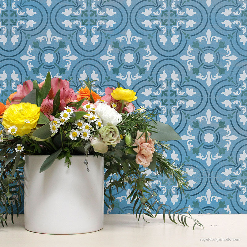 Palladium Tile Stencil - Reusable DIY Floor & Wall Stencil for Geometric Patterns - Perfect for Home Decor, Bathroom, Kitchen & Backsplash Projects