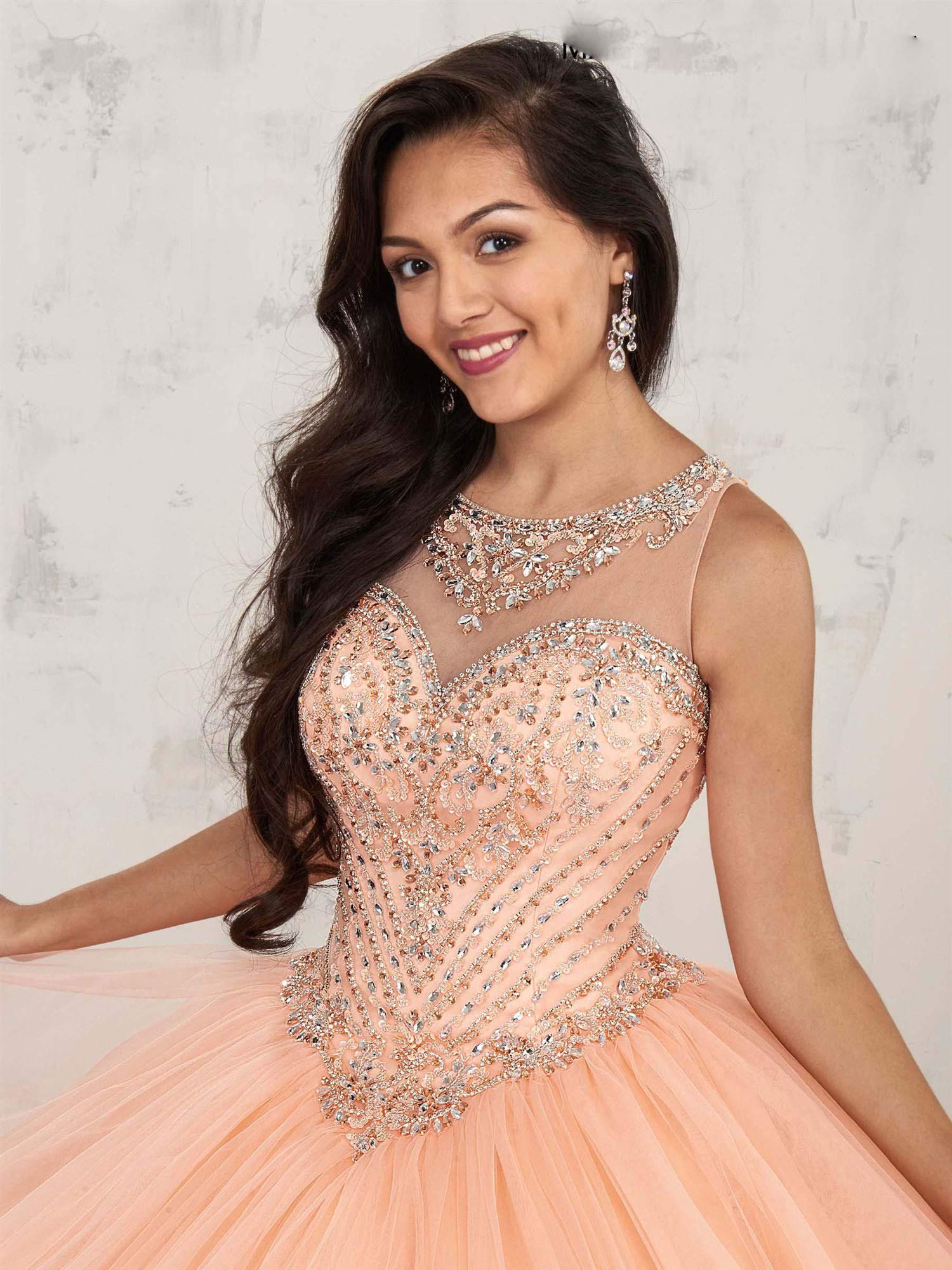 Emmani Women's Sleeveless Beaded Quinceanera Dress - Sweet 16 Party Gown in Ivory - Perfect for Quinceañeras, Proms, and Formal Celebrations