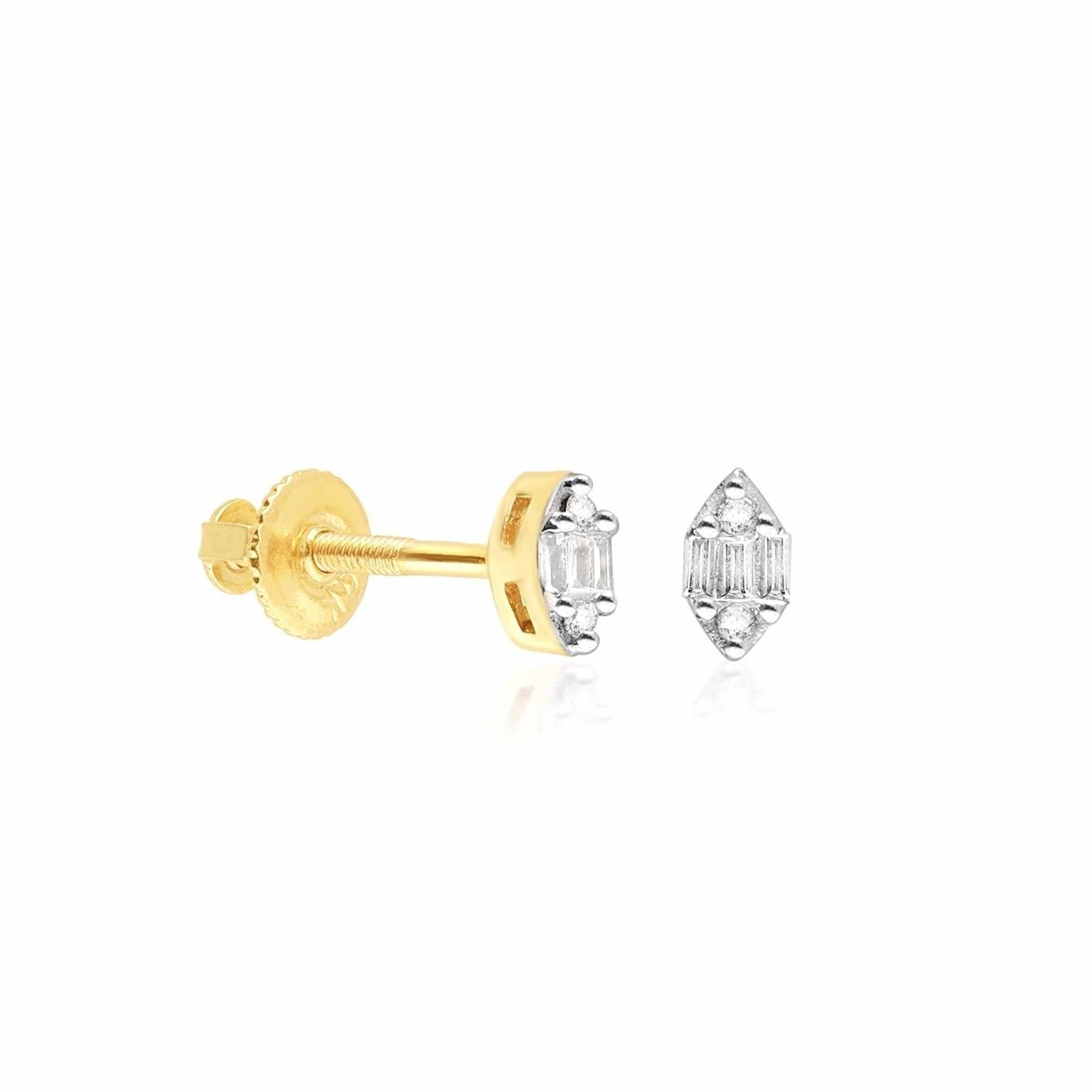 10k Yellow Gold Marquise Mixed Diamond Screw Back Earrings - Elegant Dangle Earrings for Women, Perfect for Weddings, Parties & Special Occasions