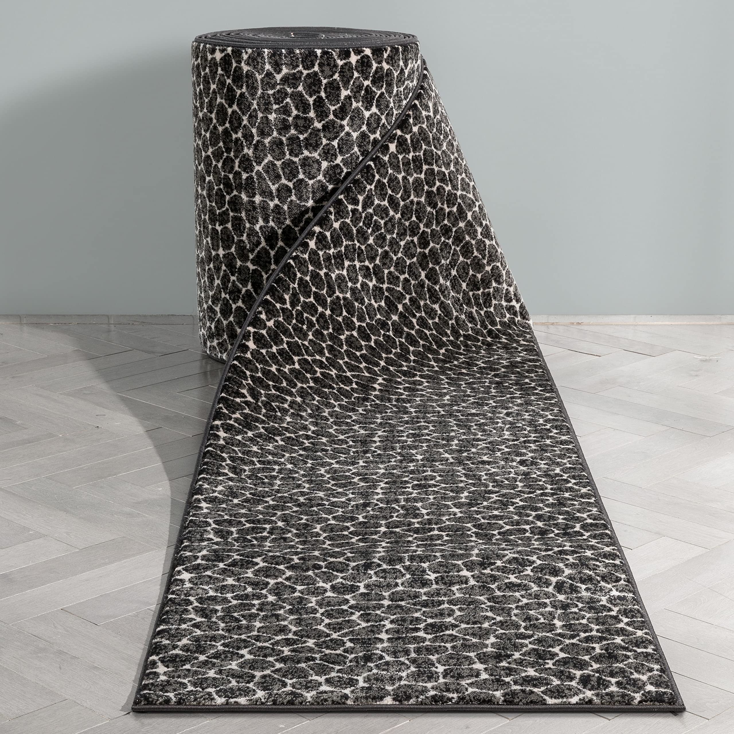 Well Woven Custom Size Runner Rug - Ashlen Brown Pebbled Geometric Design - 27