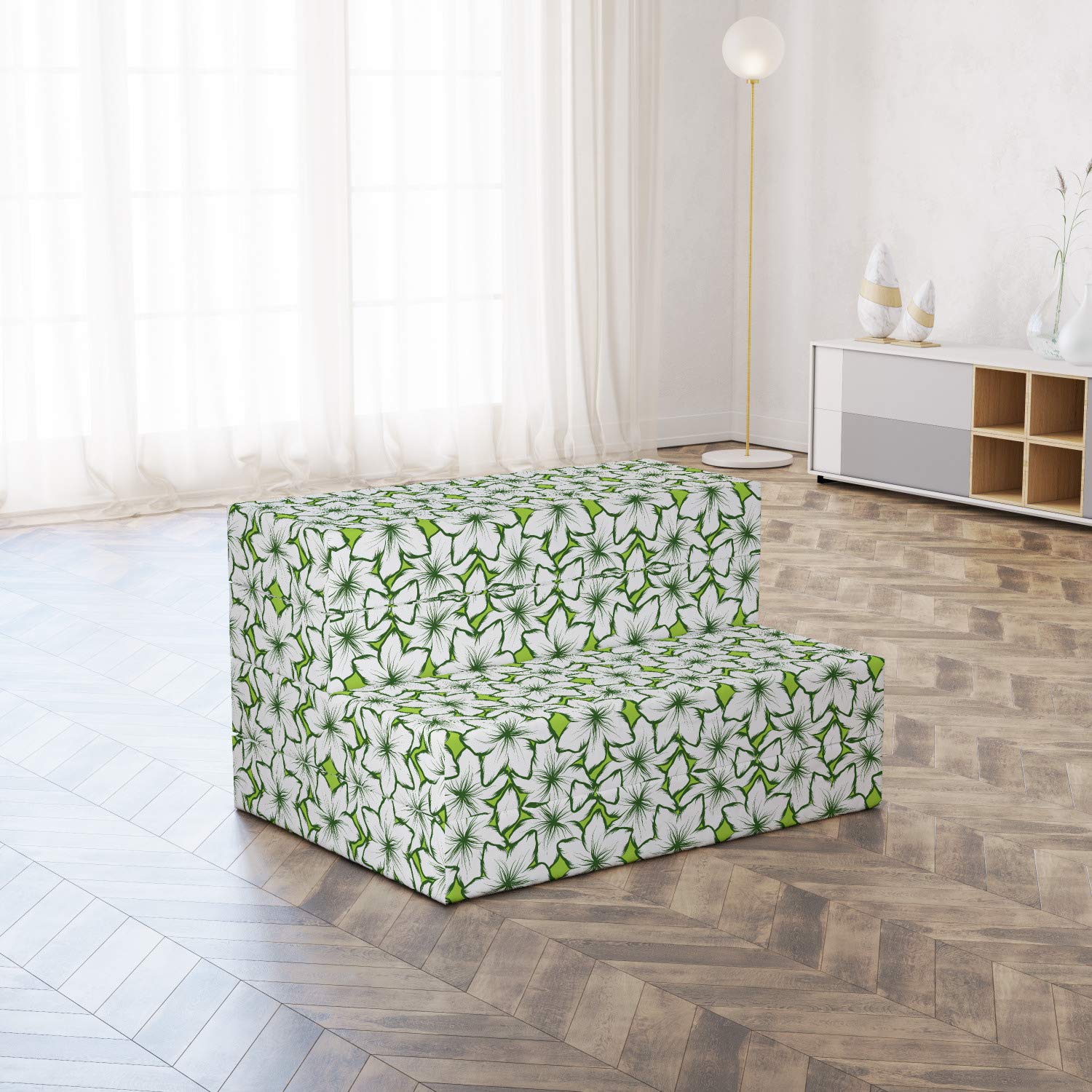 Ambesonne Floral Foldable Mattress - Nature Outline Flower Petals Design, 74.8