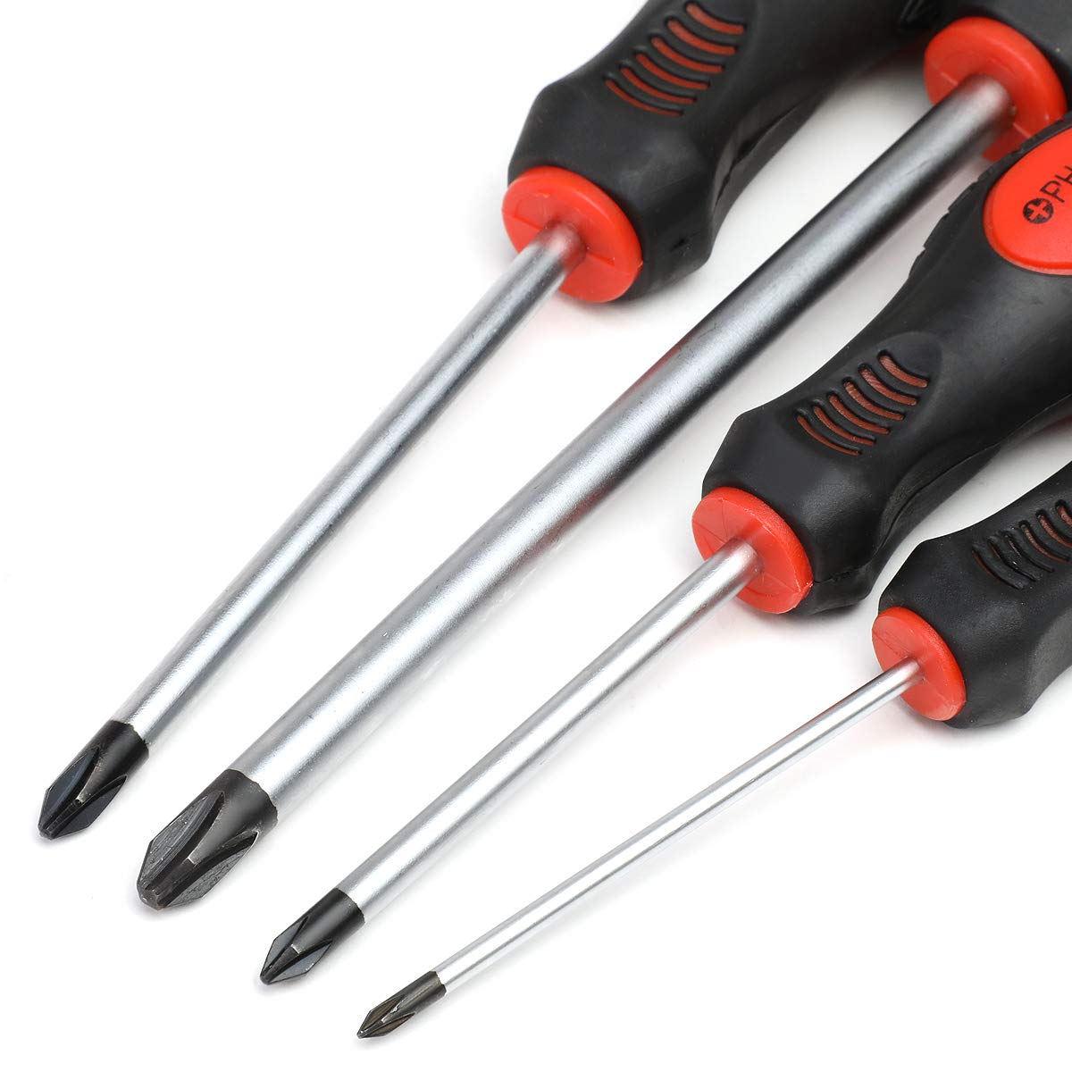 DNA Motoring TOOLS-00079 10-Piece Chromoly Steel Non-Slip Handle Screwdriver Set - Flat & Cross Tip for Home Repair, Automotive, and DIY Projects