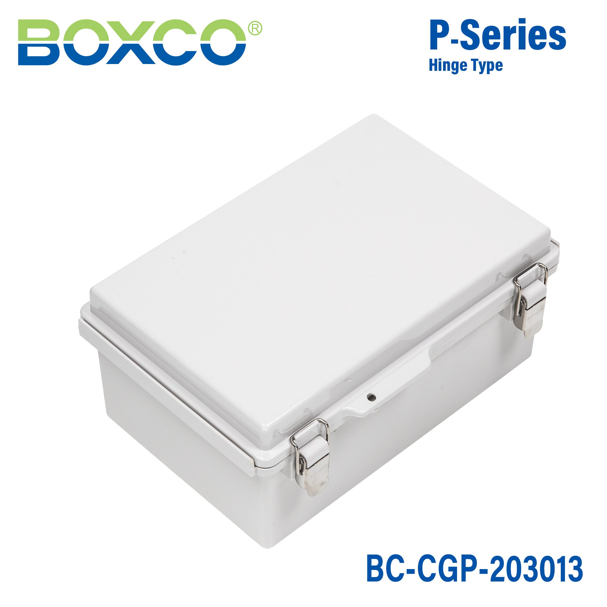 Boxco P Series 7.87 x 11.81 x 5.12 Inches (200 x 300 x 130mm) Waterproof Plastic Enclosure - IP67 & IK08 Rated, Polycarbonate Grey Cover with Molded Hinge & Latch | Ideal for Outdoor Electronics, Industrial Equipment & Harsh Environment Protection
