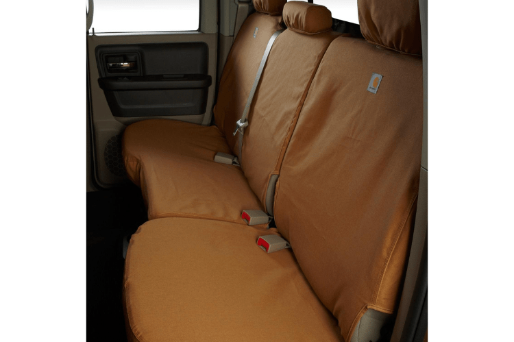 Covercraft SSC8489CABN Custom Fit Carhartt SeatSaver Rear Seat Covers for Chevy Silverado 2500HD/3500HD (2021-2022) - Durable Brown Truck Seat Protectors for Work & Outdoor Adventures
