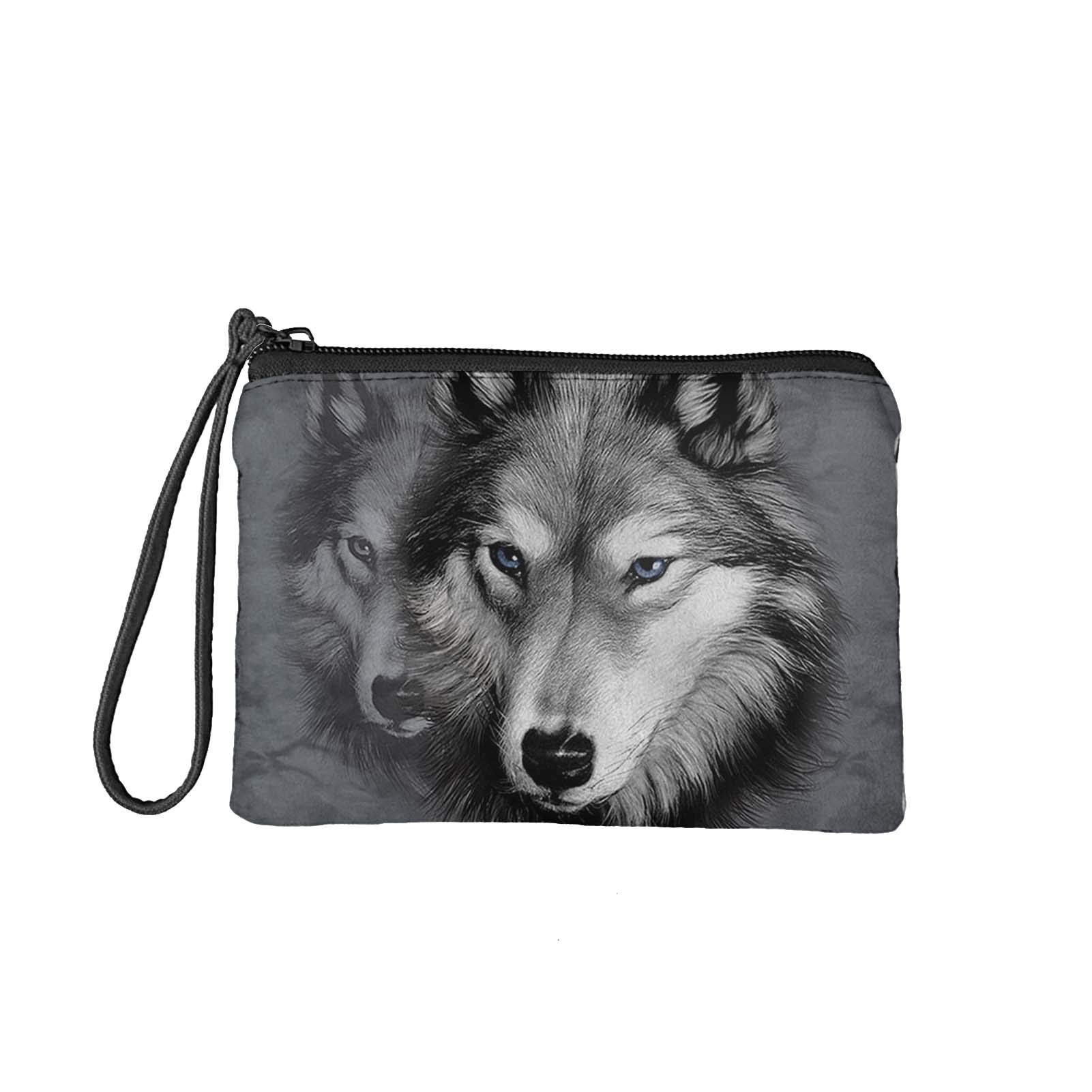 Wolf Print Travel Cosmetic Bag - Lightweight Toiletry Organizer for Women's Makeup & Coins