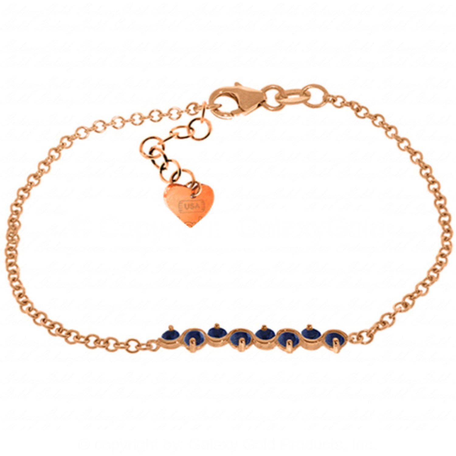 14K Solid Rose Gold Bracelet with 1.55 CTW Natural Sapphire - Galaxy Gold GG Elegant Jewelry for Women, Perfect for Weddings, Anniversaries & Special Occasions