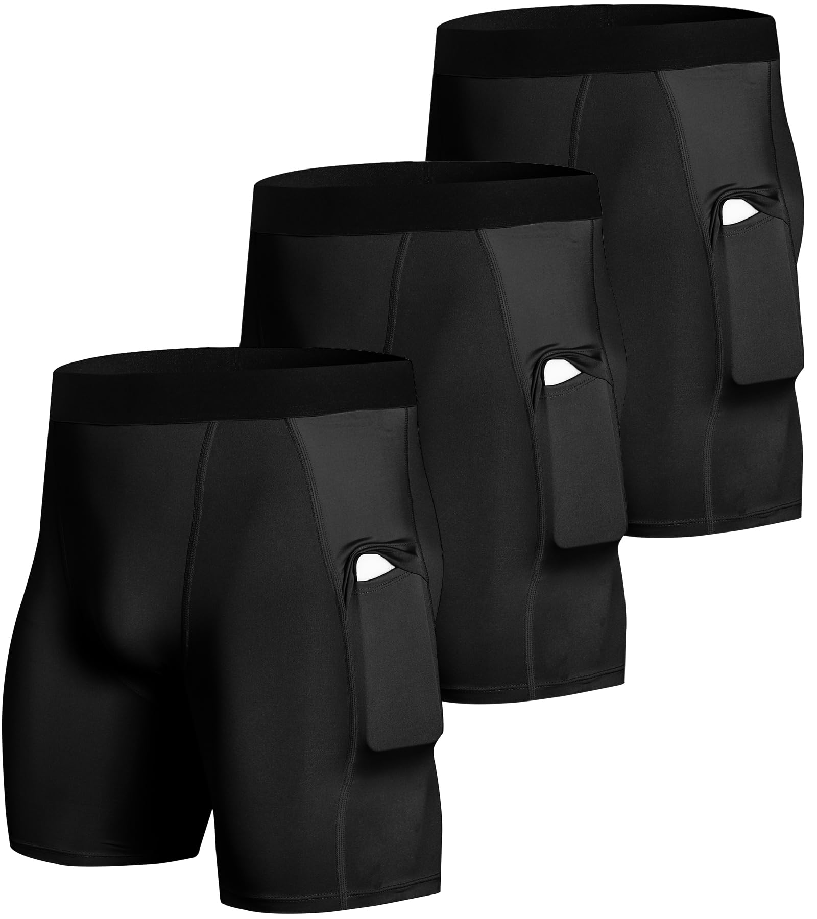 SPVISE 1 or 3 Pack Men's Compression Shorts with Pocket - Breathable Spandex Workout Underwear for Gym, Running, Basketball & Sports - Perfect for Training, Cycling & Active Lifestyle