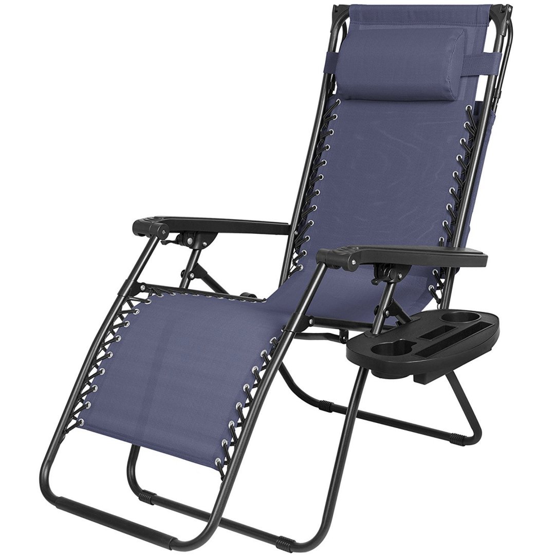 Koonlert14 Zero Gravity Lounge Chair - Adjustable Outdoor Recliner with Padded Headrest, Textilene Fabric & Sunshade Canopy - Perfect for Patio, Poolside & Backyard Relaxation (Navy Blue)
