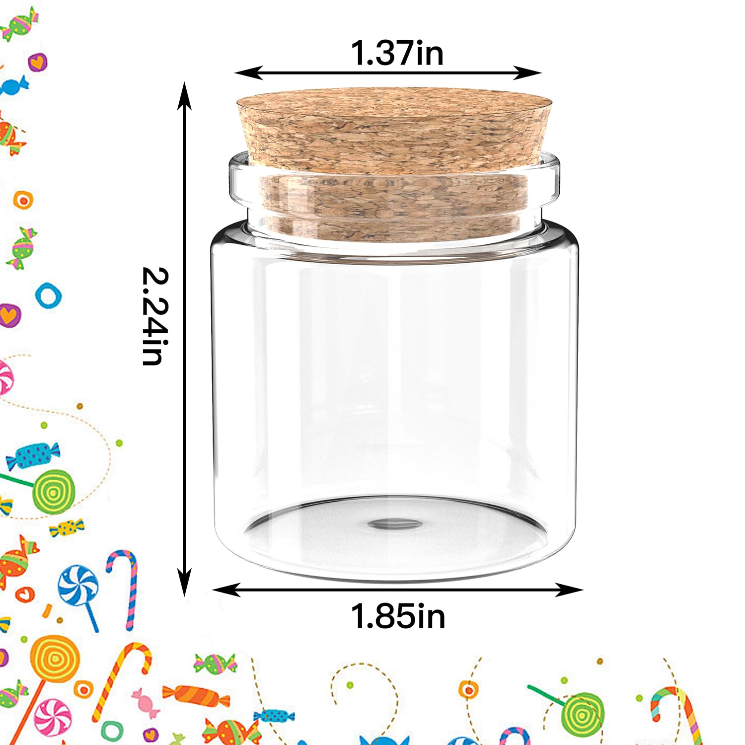 24 Pack 1.7 Oz (50ml) Glass Bottles with Cork Stoppers - Mini Small Glass Jars for Wedding Favors, DIY Crafts, Home Decor & Party Supplies - Perfect for Essential Oils, Spices, Bath Salts & Gift Packaging