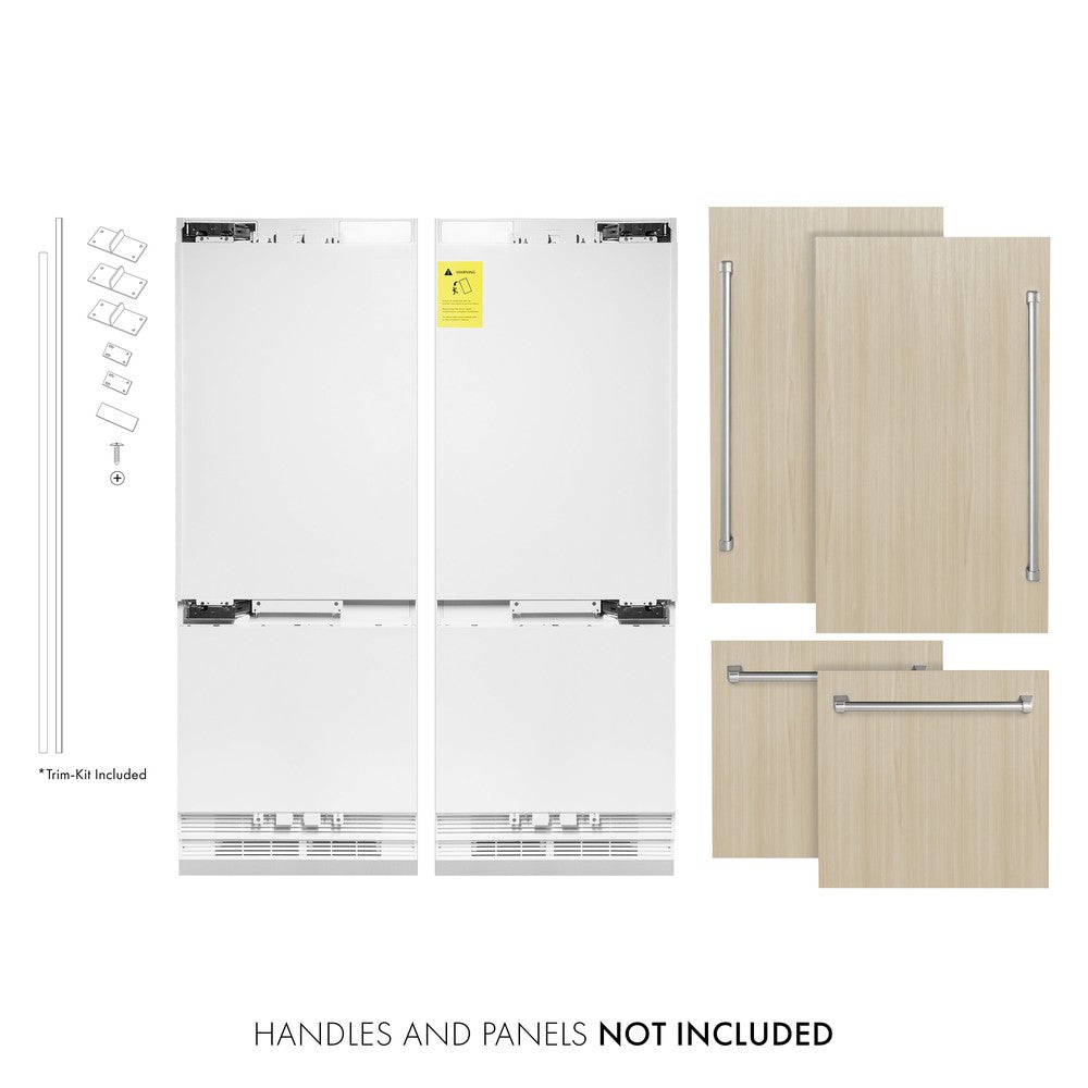 ZLINE 60 Inch 32.2 Cu Ft Panel Ready French Door Built-In Bottom Freezer Refrigerator with Water Dispenser & Ice Maker (RBIV 60) - Perfect for Modern Kitchens & Open Concept Homes