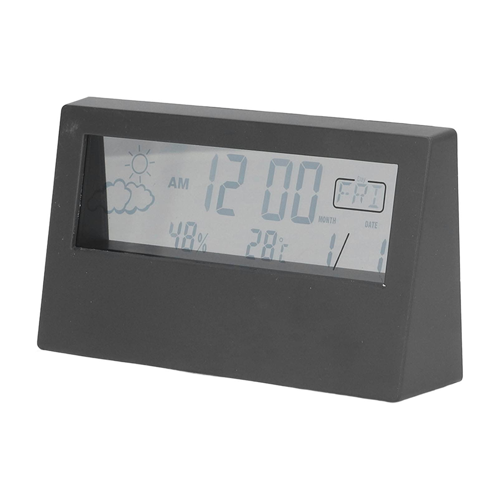 Jeanoko Digital Alarm Clock with Large LCD Display - Battery Powered, Easy to Read, for Bedroom, Office, and Travel (Black) - Perfect for Nightstand, Desk, and On-the-Go Use
