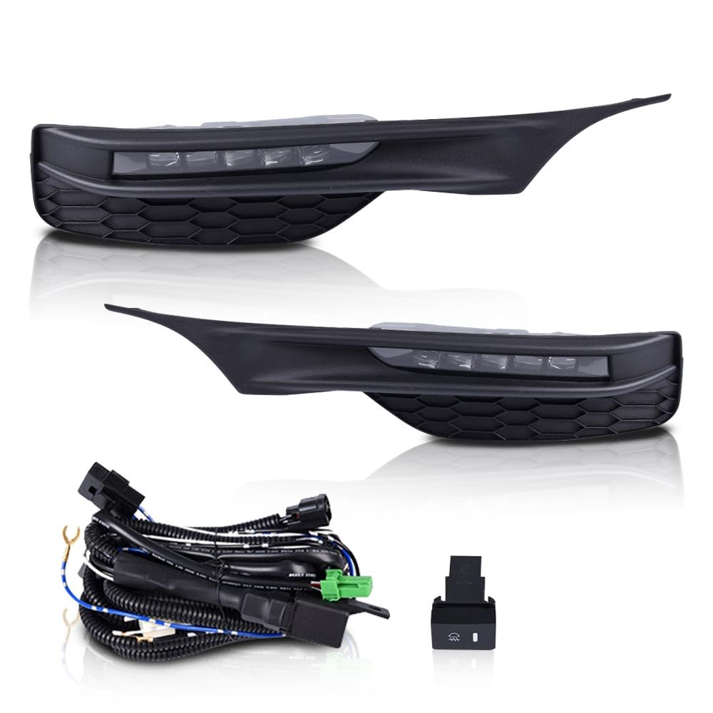 PIT66 LED Fog Lights for 2016-2017 Honda Accord Sedan - 2 Pack Front Bumper Lamps with Wiring Kit & Switch (Part# 33900T2AA21) - Durable Fog Light Accessories for Enhanced Night Driving Safety
