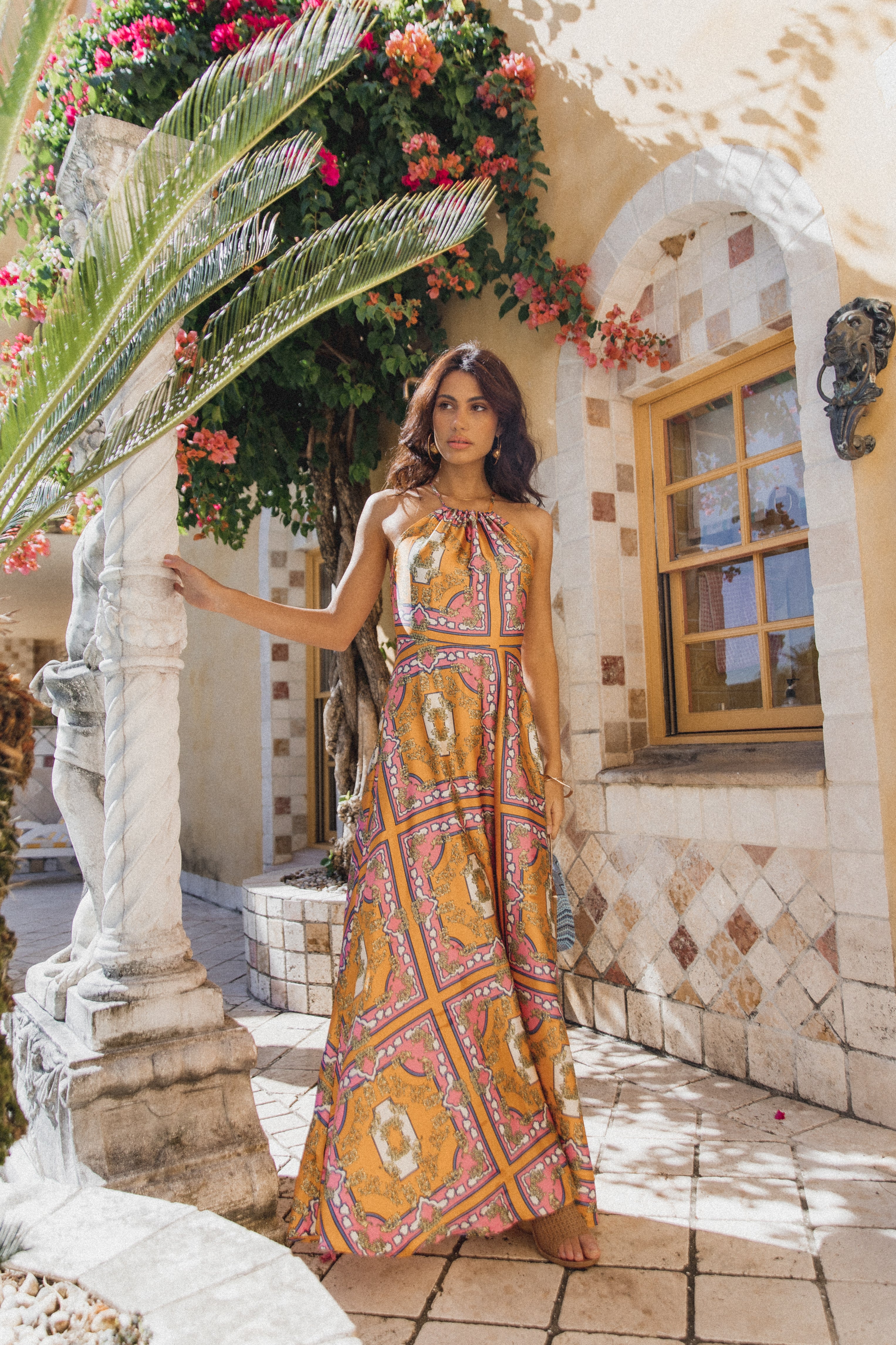 Amara Maxi Dress for Women - Flowy Tangerine Orange Summer Beach Dress with Pockets | Perfect for Vacations, Weddings & Casual Outings