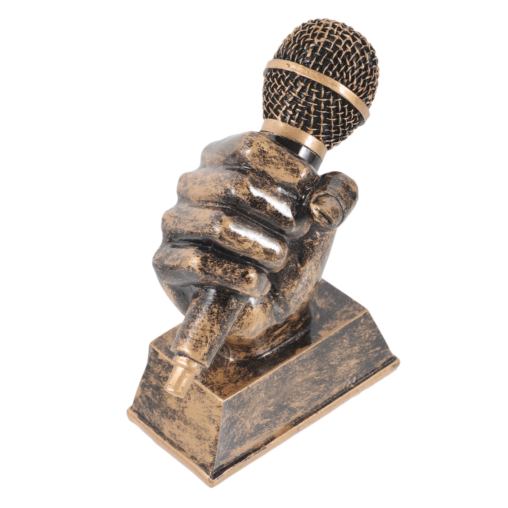 WESIEVYA 4-Piece Antique Microphone Trophy Set - Gold Music Award Statues, Resin Decor for Singing Competition, Karaoke Party & Office Awards - Funny Microfono Trophies for DJs, Musicians & Music Lovers