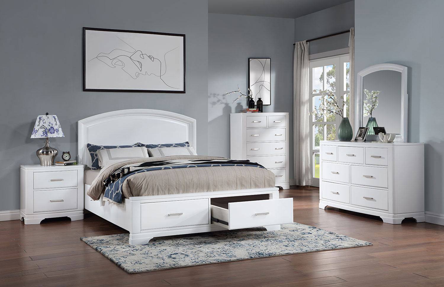 Modern White Arista Nightstand - Stylish Bedside Table for Bedroom, Living Room, or Office with Storage Shelf