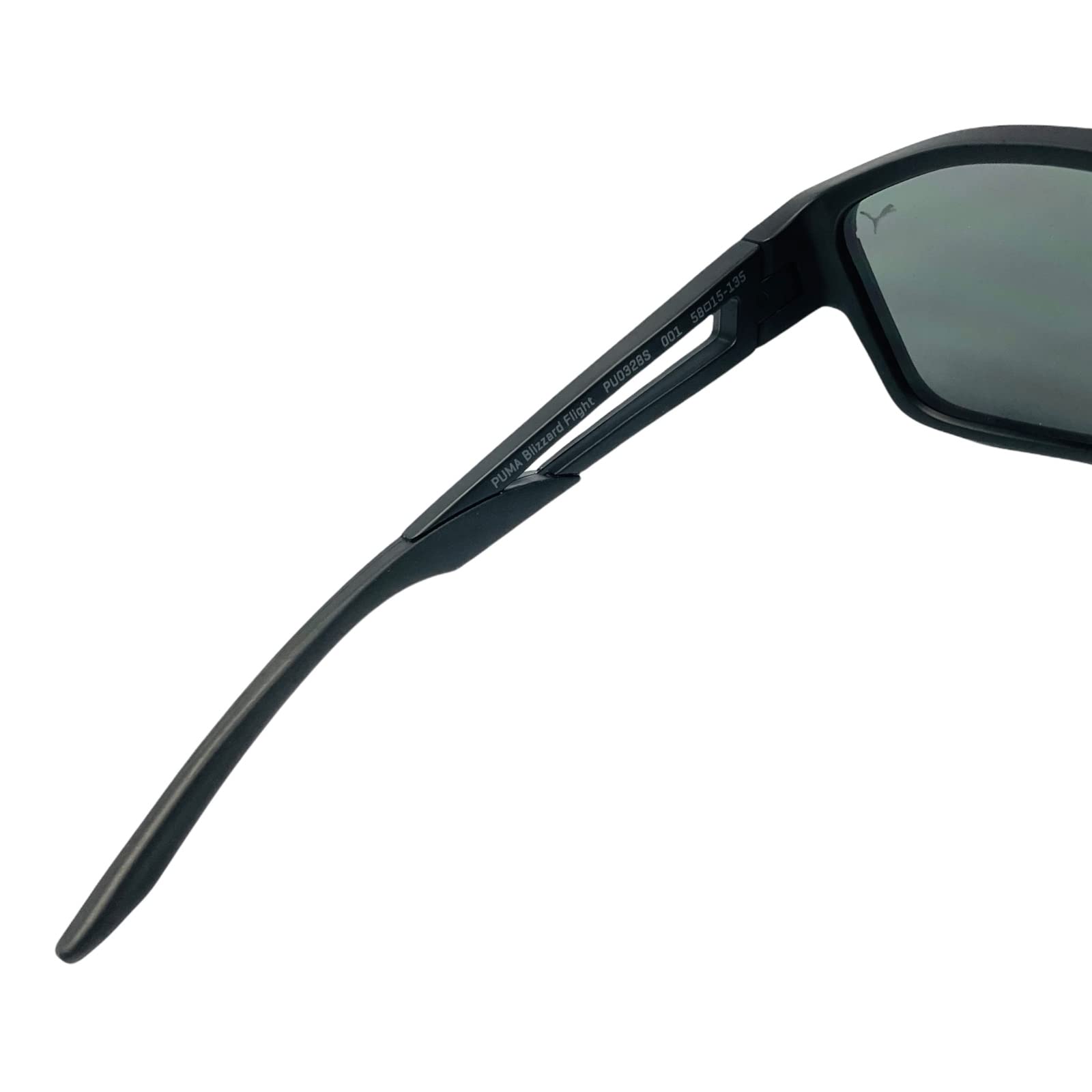 Puma Blizzard Flight Sports Sunglasses for Men - PU0328S Rectangular Full Rim Frame - UV Protection for Cycling, Running, Golf & Fishing - Ideal for Beach & Outdoor Activities (Black/Black)