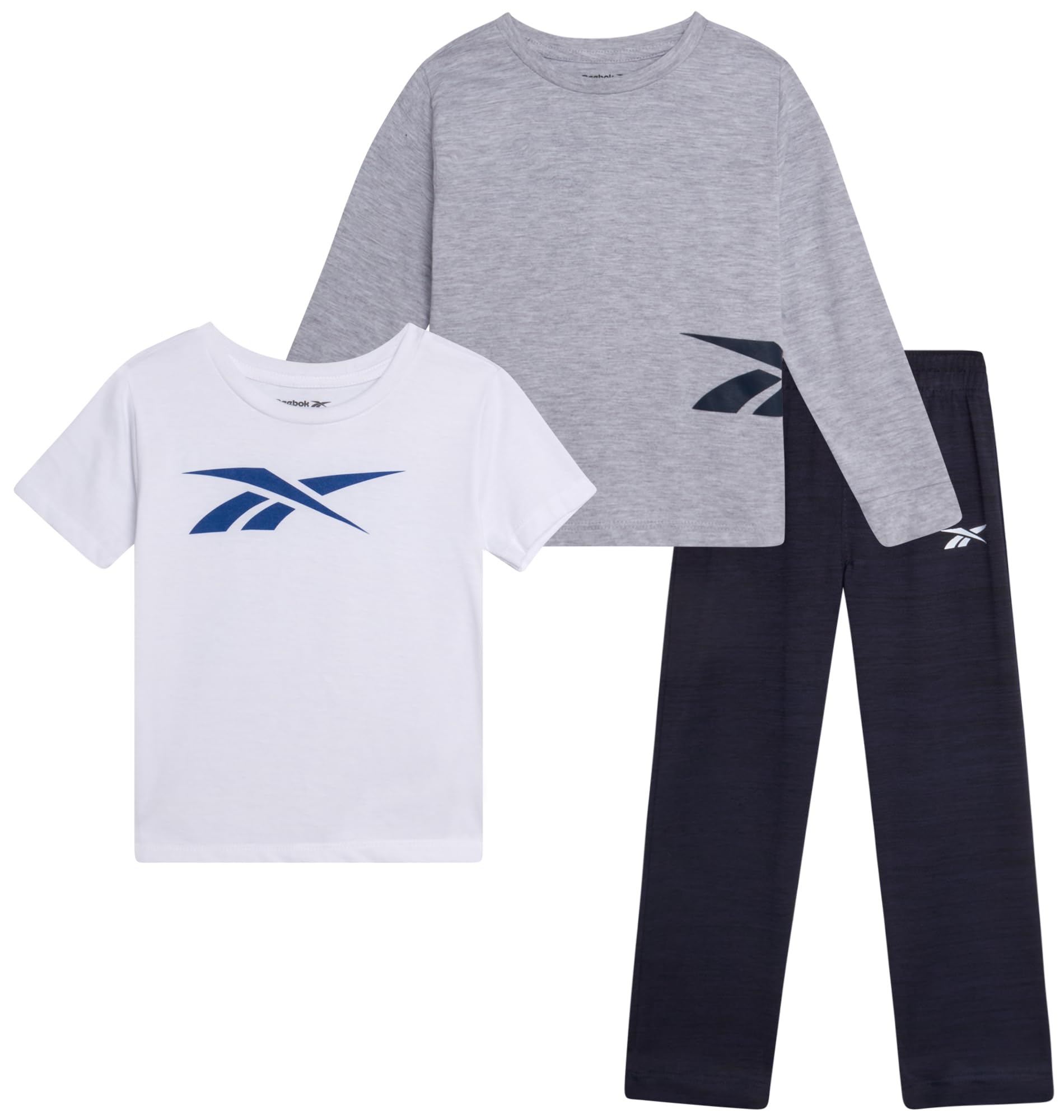 Reebok Baby Boys' 3-Piece Jogger Set - Short Sleeve T-Shirt & Sweatpants Playwear Outfit for Infants & Toddlers | Comfortable Casual Wear for Playdates, Daycare & Outdoor Activities