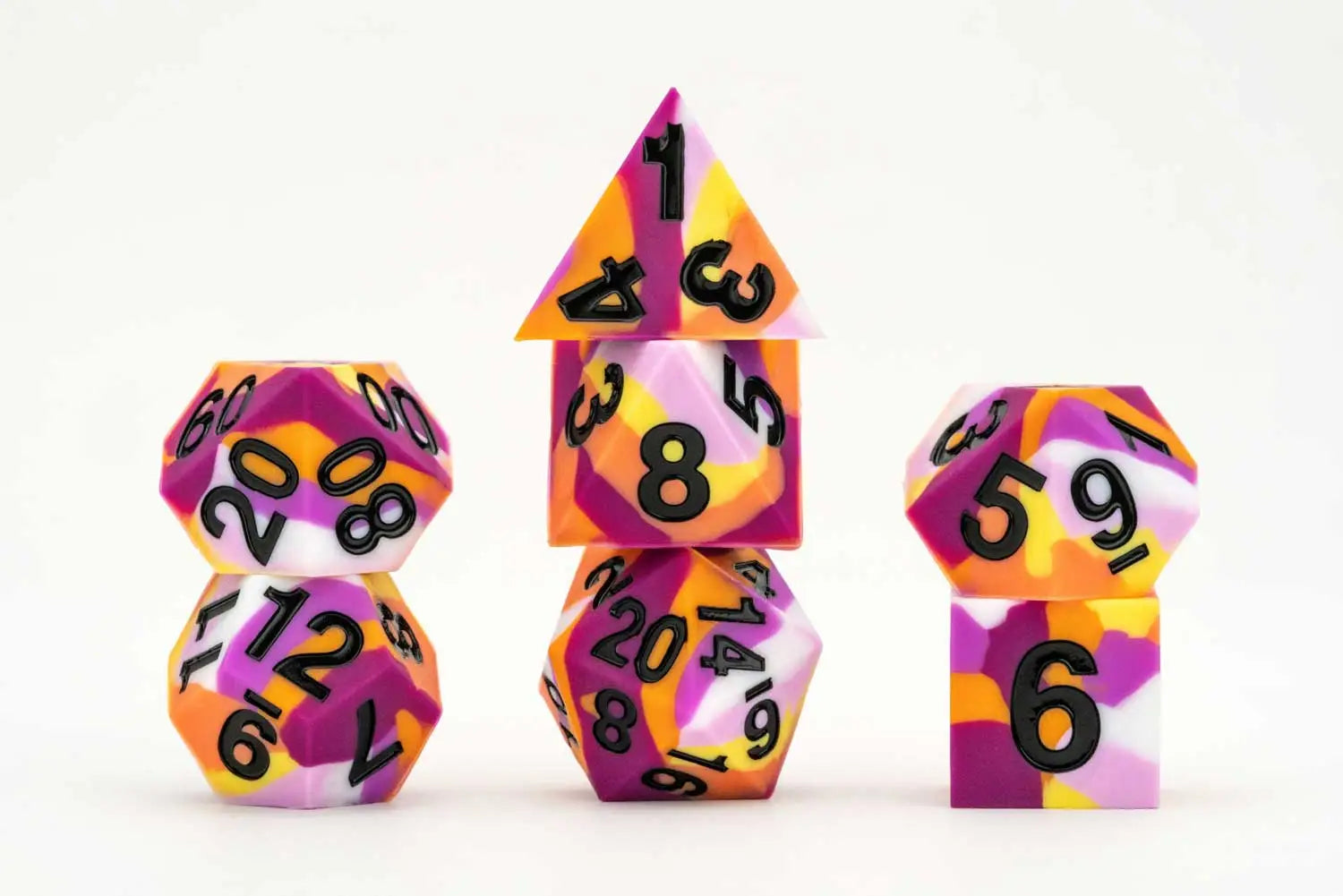 7ct Sharp Edge Silicone Pride Dice Set - 9 Vibrant Color Options for D&D, RPG & Tabletop Gaming - Perfect for LGBTQ+ Pride Events & Gamer Gifts