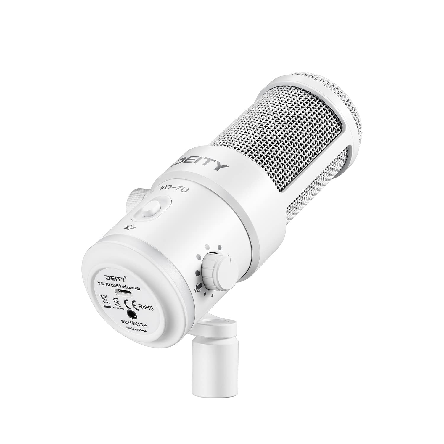 Deity VO-7U USB Dynamic Podcast Microphone with RGB Lighting - Professional Boom Arm Kit for Streaming, Gaming & YouTube (White) | Perfect for Home Studios, Podcasting & Live Broadcasts