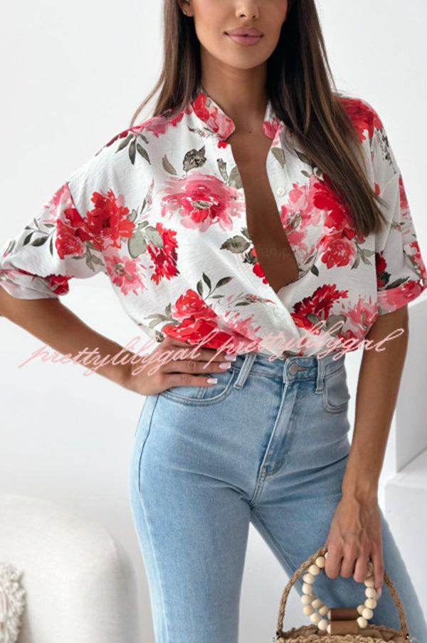 Stylish Floral Print Casual Shirt Top for Women - Summer Blouse with Comfortable Fit - Perfect for Office, Date Night & Weekend Outings