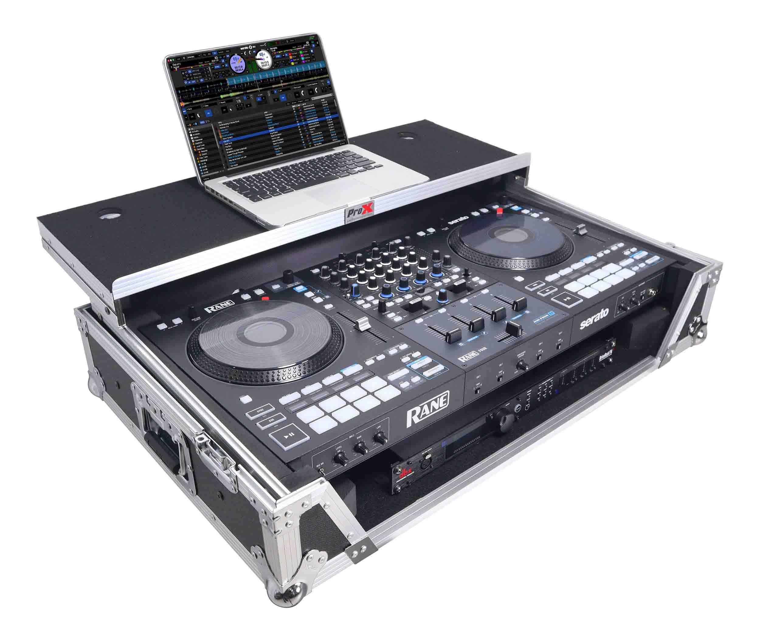 ProX XS-RANEFOUR WLT ATA DJ Road Case for RANE Four Controller - Heavy Duty Travel Protection with Laptop Shelf, 1U Rack Space & Wheels | Perfect for Touring DJs, Mobile Events & Club Performances