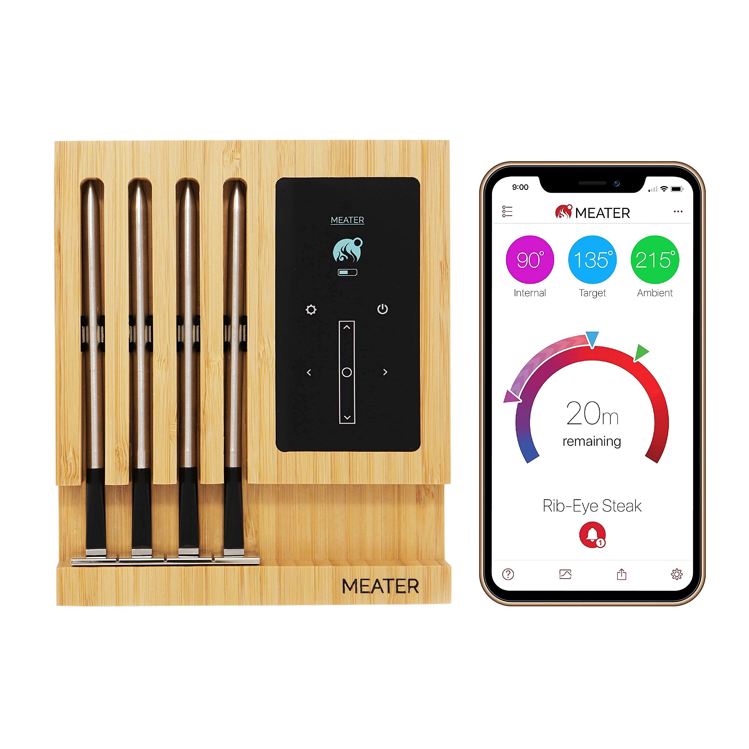 MEATER Block & BBQ Mitts Bundle - Premium WiFi Smart Meat Thermometer with Heat Resistant Gloves | Bluetooth to WiFi Range Extender | Perfect for Grilling, BBQ, Smoking, Rotisserie & Oven Cooking | Indoor & Outdoor Kitchen Use