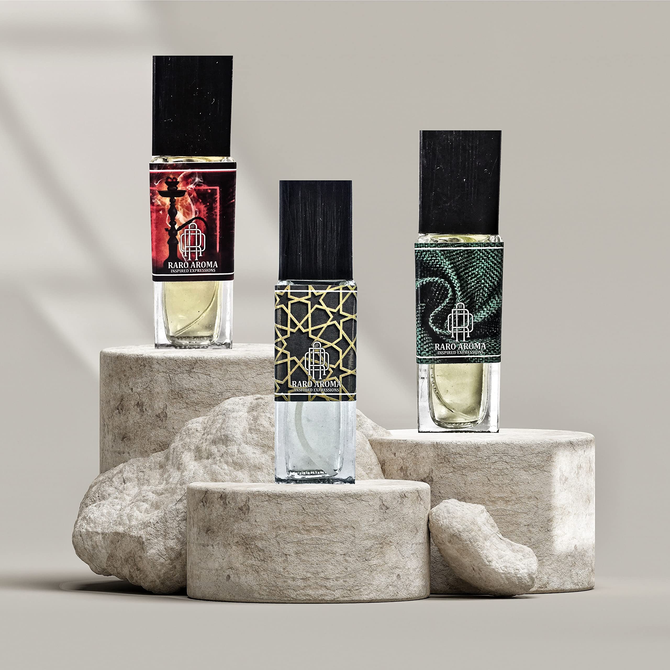 Luxury Unisex Perfume Gift Set - 3 x 30ml Eau De Parfum by Raro Aroma | Premium Long Lasting Fragrance Combo (Sheesha, Bebak, Sumbal) | Perfect for Gifting, Travel & Everyday Elegance