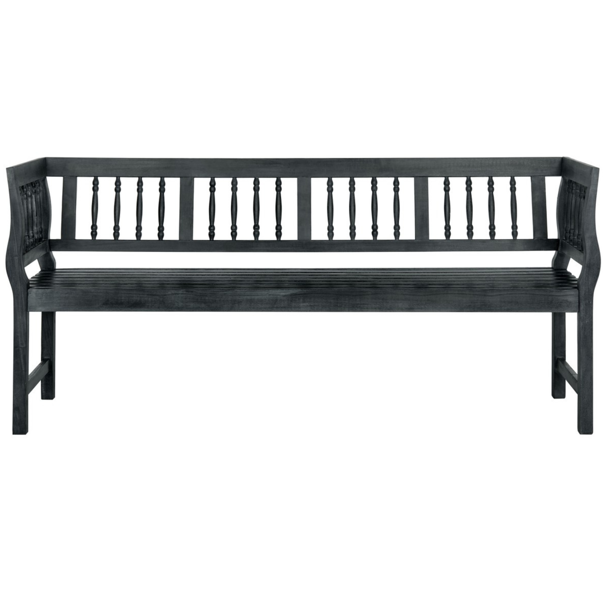Brentwood Dark Slate Grey Wooden Bench - Modern Indoor/Outdoor Seating for Patio, Garden, Entryway & Living Room